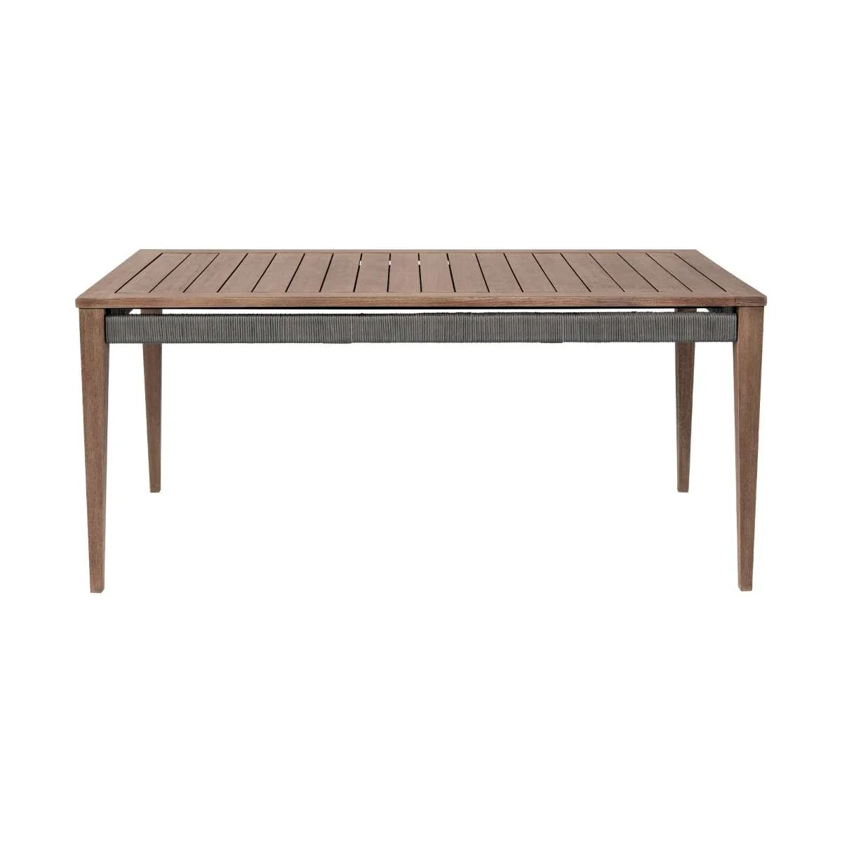 Orbit Outdoor Patio 5 Piece Dining Set in Weathered Eucalyptus Wood with Gray Rope and Taupe Olefin Cushions By Armen Living - Image 4