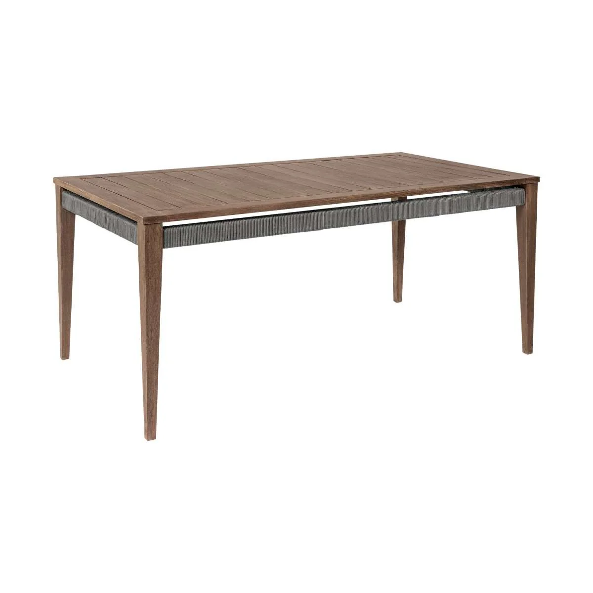 Orbit Outdoor Patio 5 Piece Dining Set in Weathered Eucalyptus Wood with Gray Rope and Taupe Olefin Cushions By Armen Living - Image 5