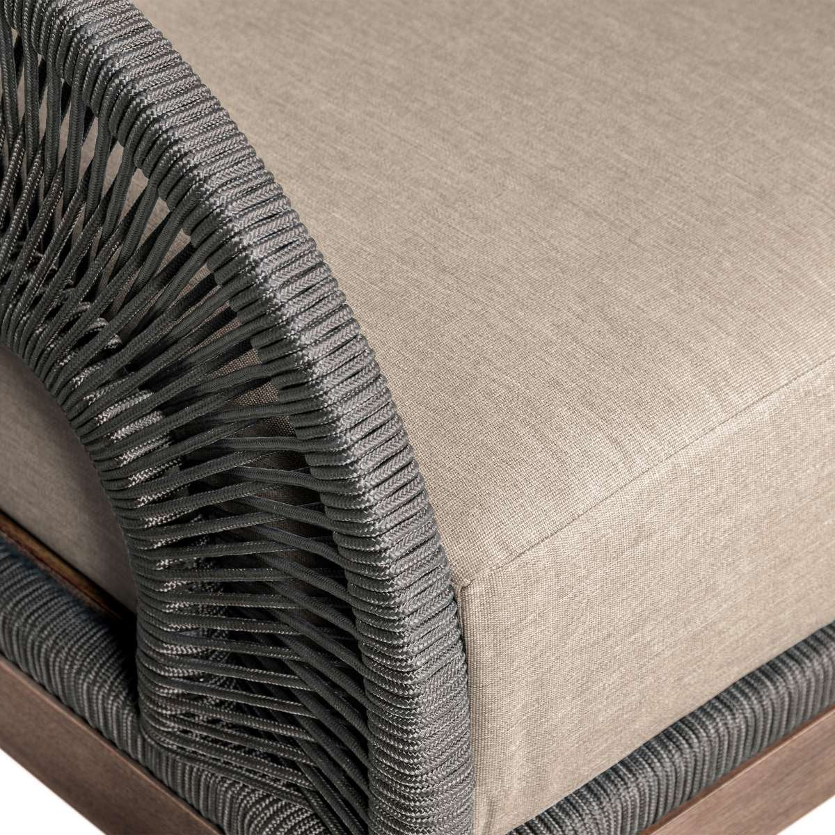 Orbit Outdoor Patio Chair in Weathered Eucalyptus Wood with Gray Rope and Taupe Olefin Cushions By Armen Living - Image 5