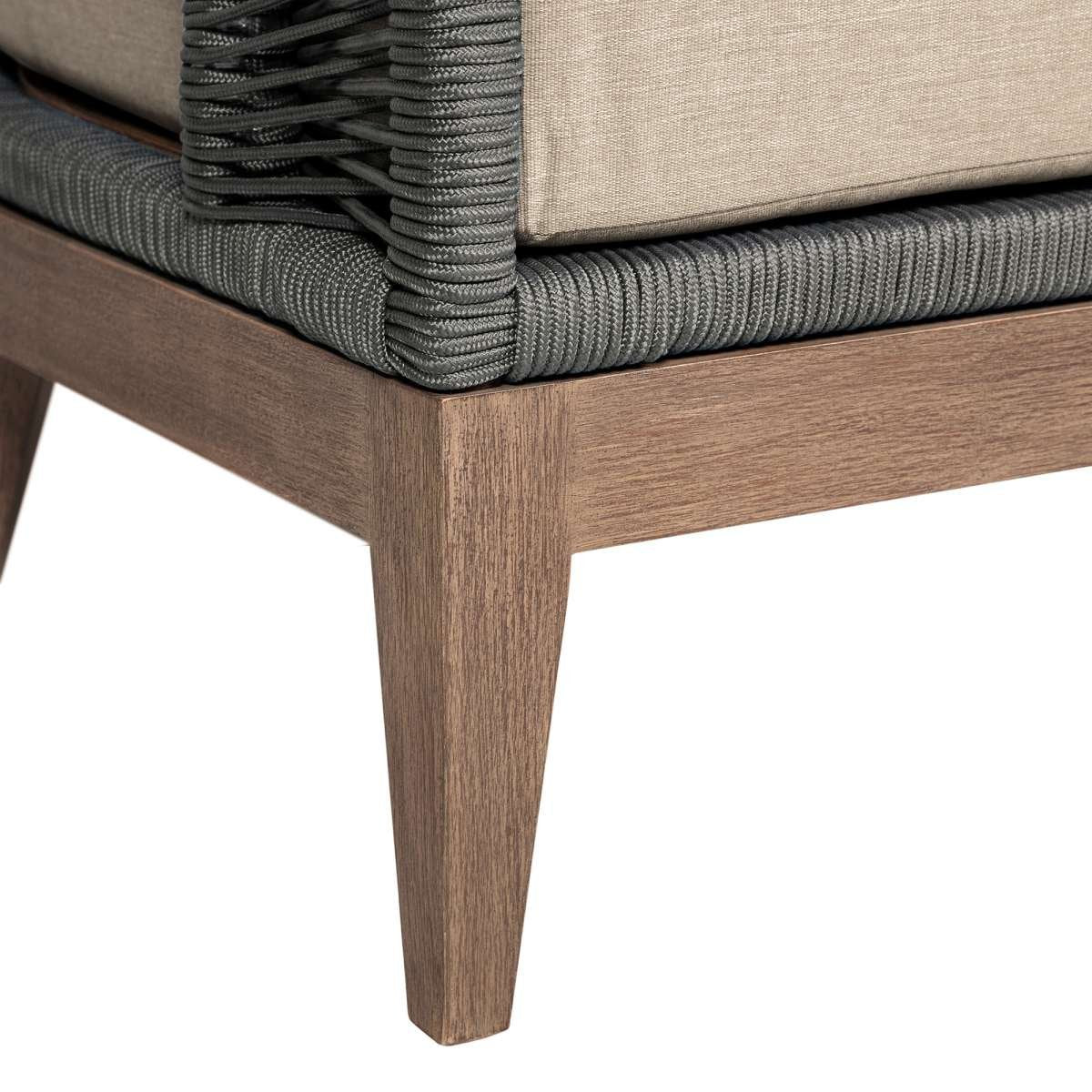 Orbit Outdoor Patio Chair in Weathered Eucalyptus Wood with Gray Rope and Taupe Olefin Cushions By Armen Living - Image 7