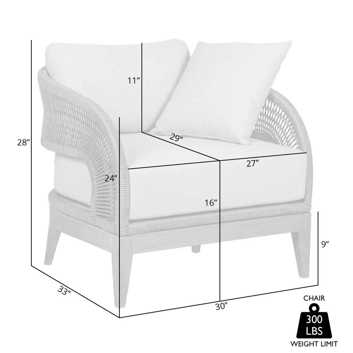 Orbit Outdoor Patio Chair in Weathered Eucalyptus Wood with Gray Rope and Taupe Olefin Cushions By Armen Living - Image 8