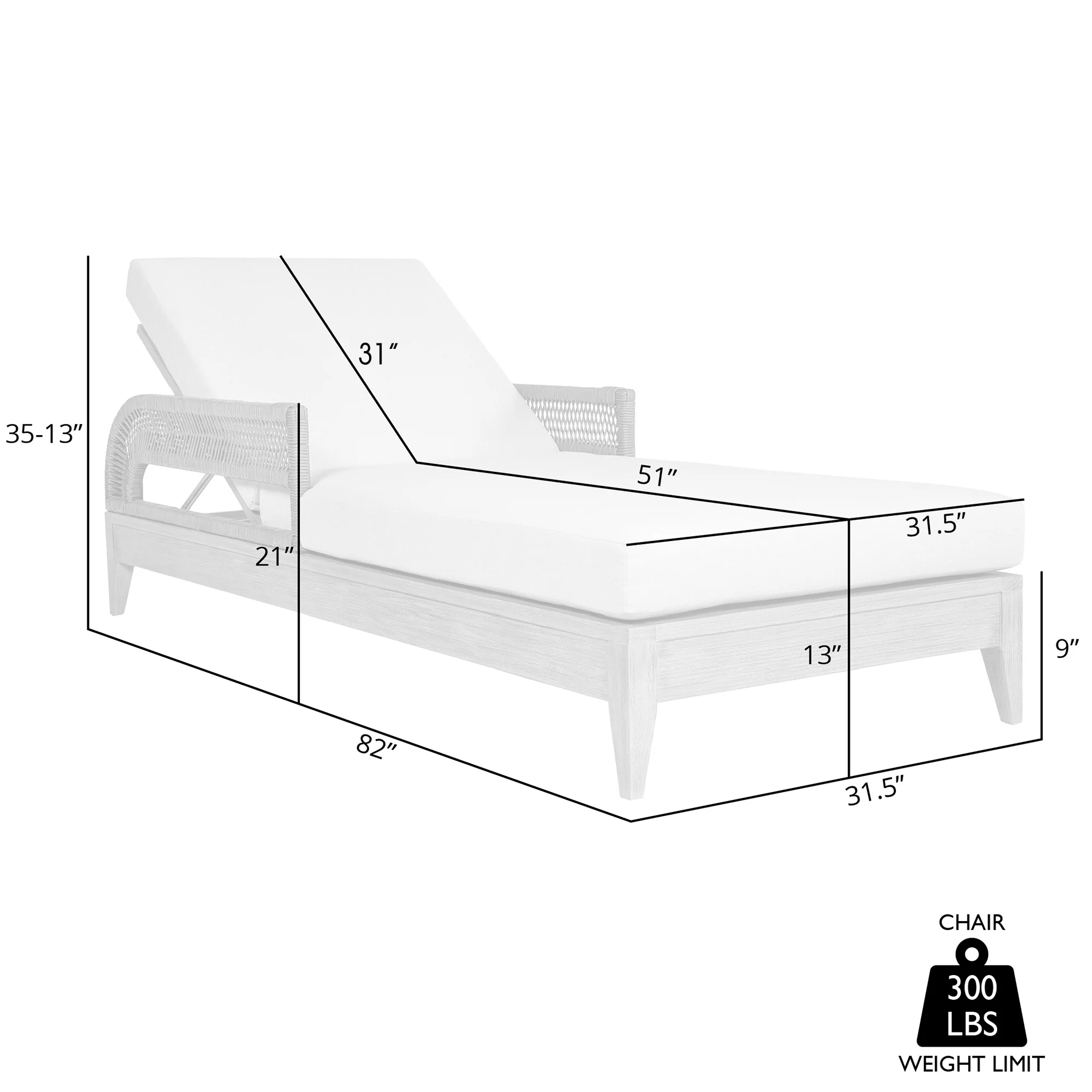 Orbit Outdoor Patio Chaise Lounge Chair in Weathered Eucalyptus Wood with Gray Rope and Taupe Olefin Cushions By Armen Living - Image 9