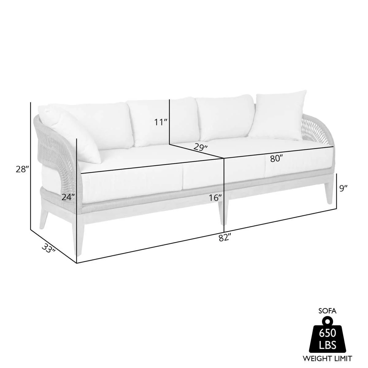 Orbit Outdoor Patio Sofa in Weathered Eucalyptus Wood with Gray Rope and Taupe Olefin Cushions By Armen Living - Image 8