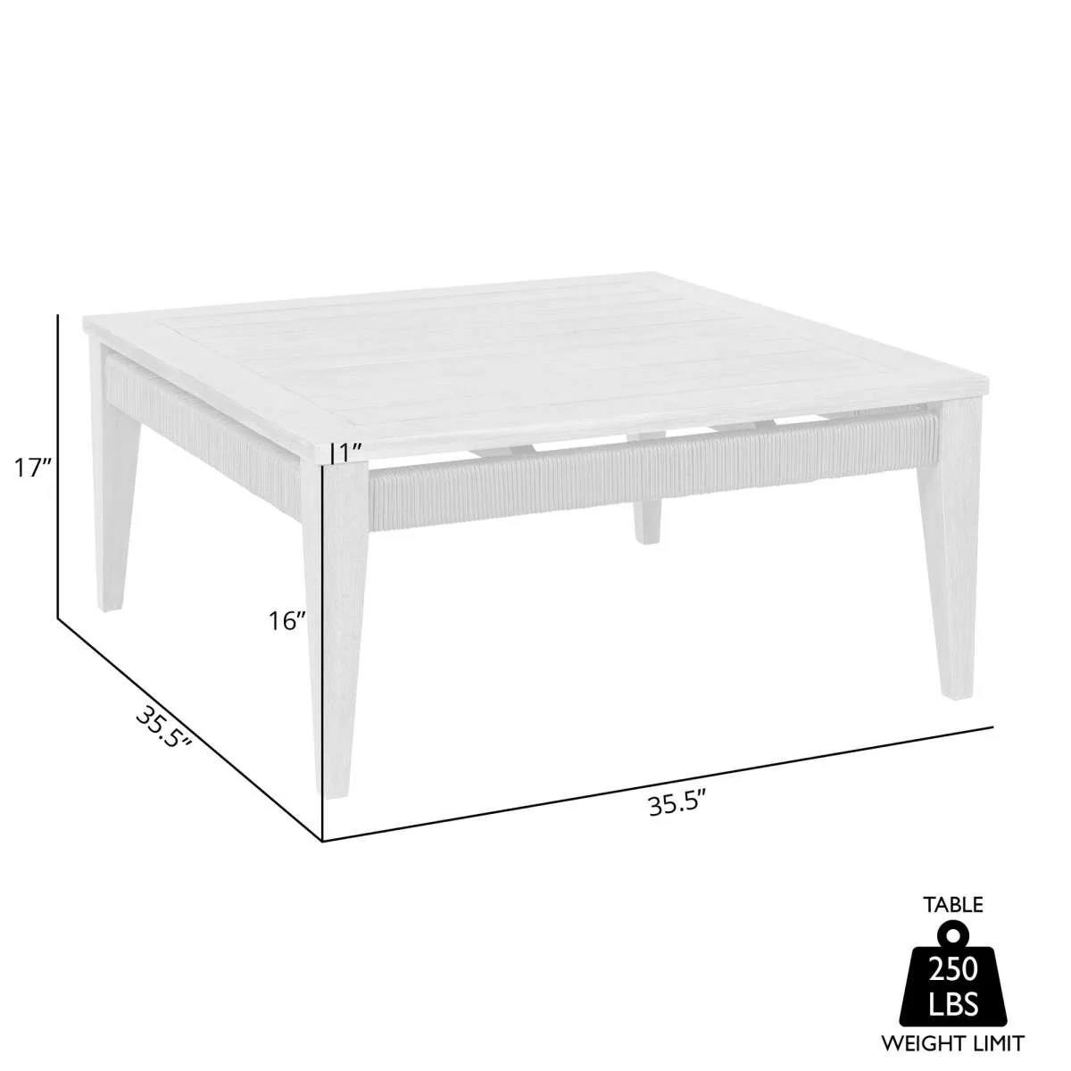 Orbit Square Outdoor Patio Coffee Table in Weathered Eucalyptus Wood By Armen Living - Image 7