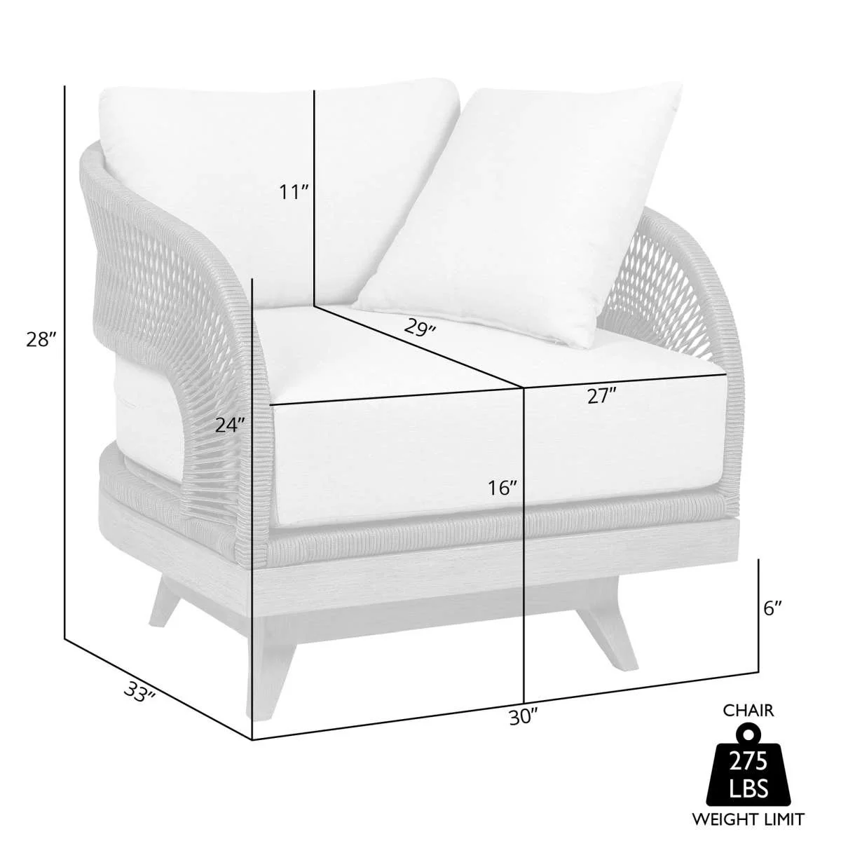 Orbit Swivel Outdoor Patio Chair in Weathered Eucalyptus Wood with Gray Rope and Taupe Olefin Cushions By Armen Living - Image 7