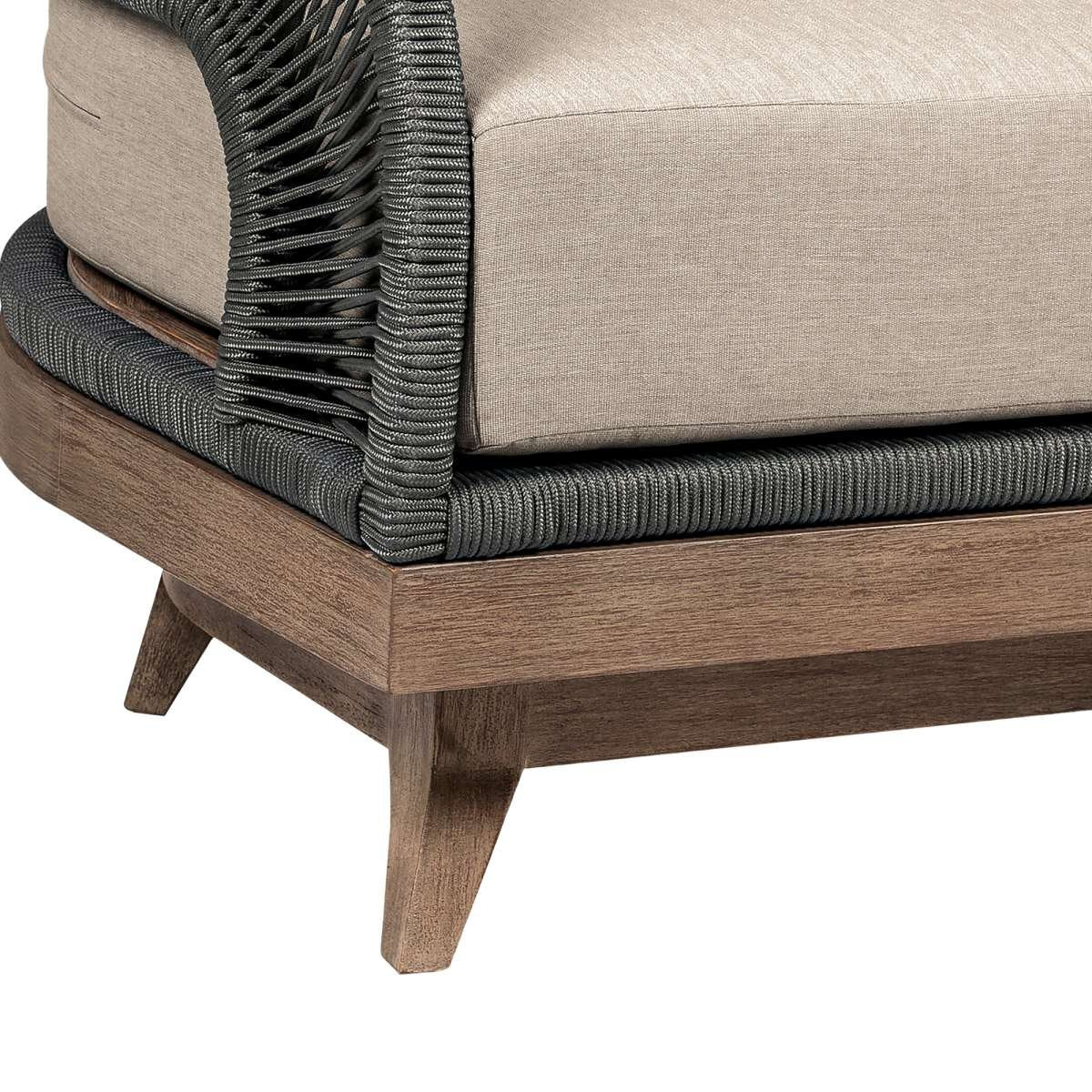 Orbit Swivel Outdoor Patio Chair in Weathered Eucalyptus Wood with Gray Rope and Taupe Olefin Cushions By Armen Living - Image 8