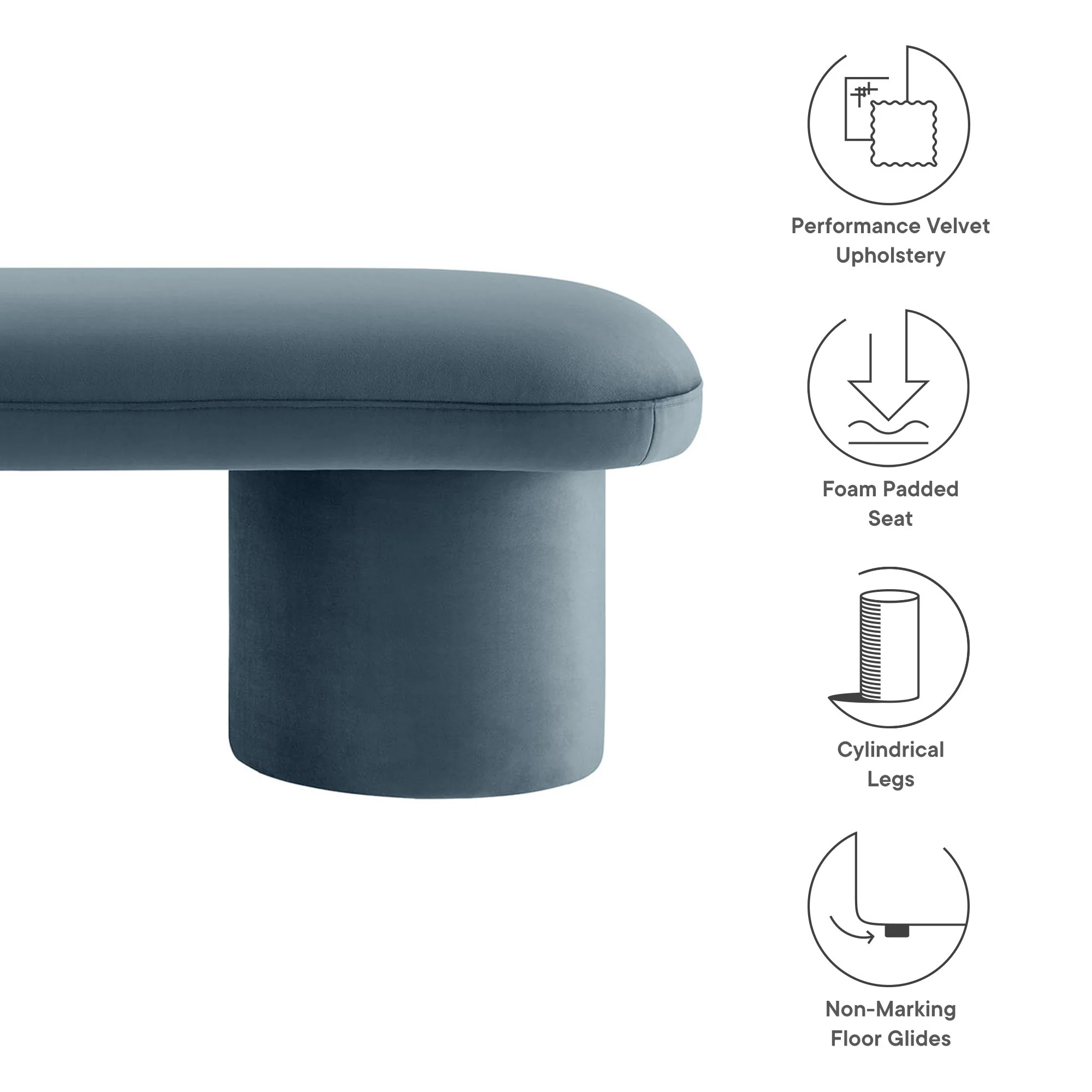 Orla Performance Velvet Bench by Modway - Image 19