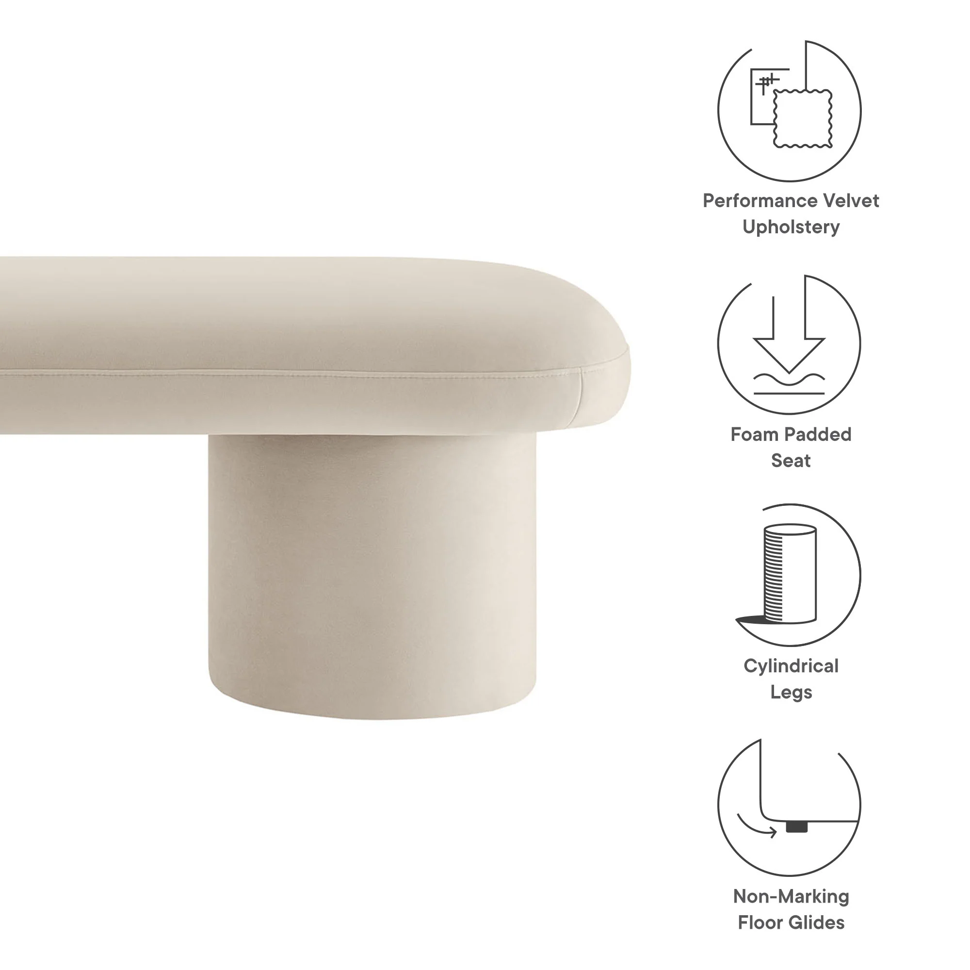 Orla Performance Velvet Bench by Modway - Image 9