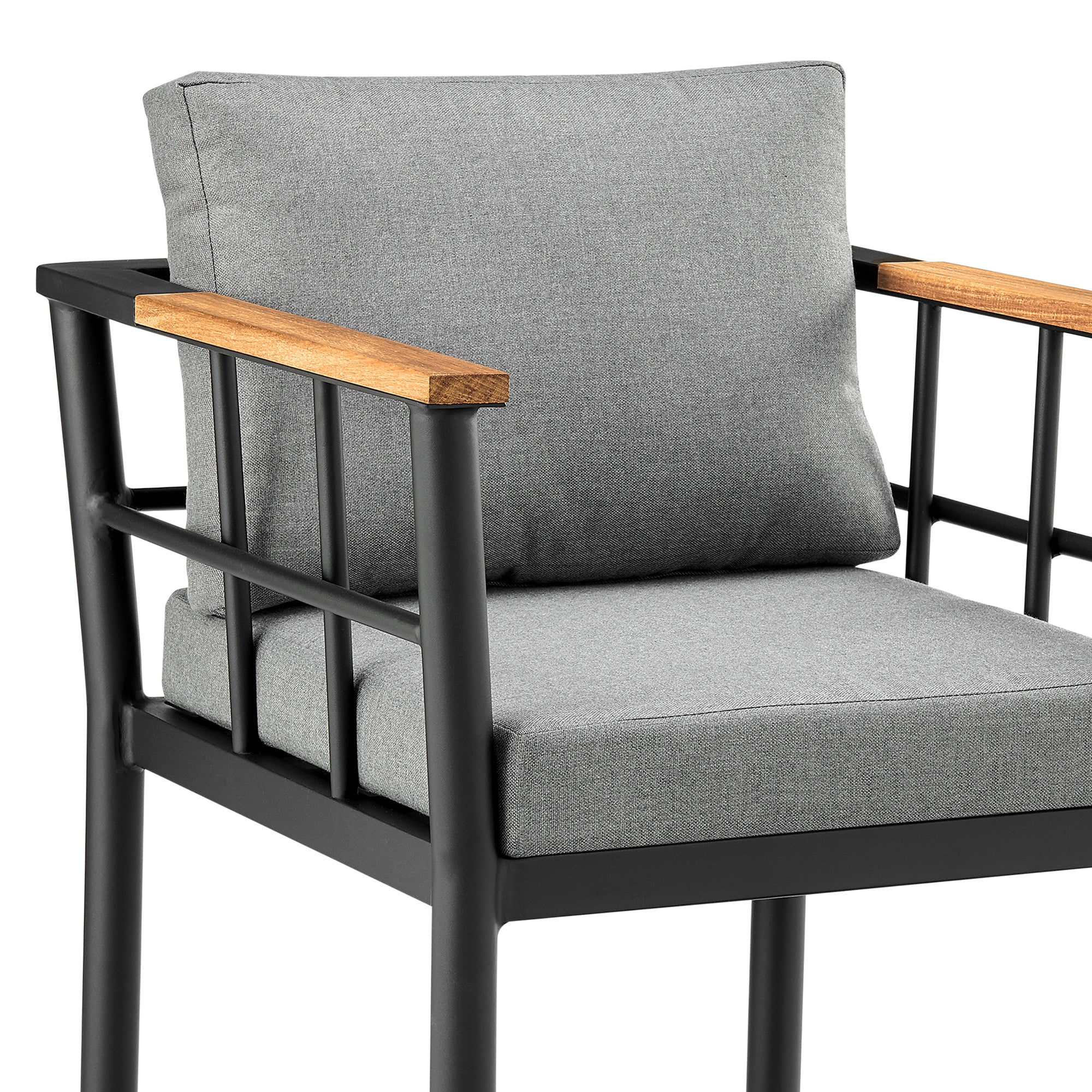 Orlando Outdoor Patio 5-Piece Bar Table Set in Aluminum with Gray Cushions By Armen Living - Image 7