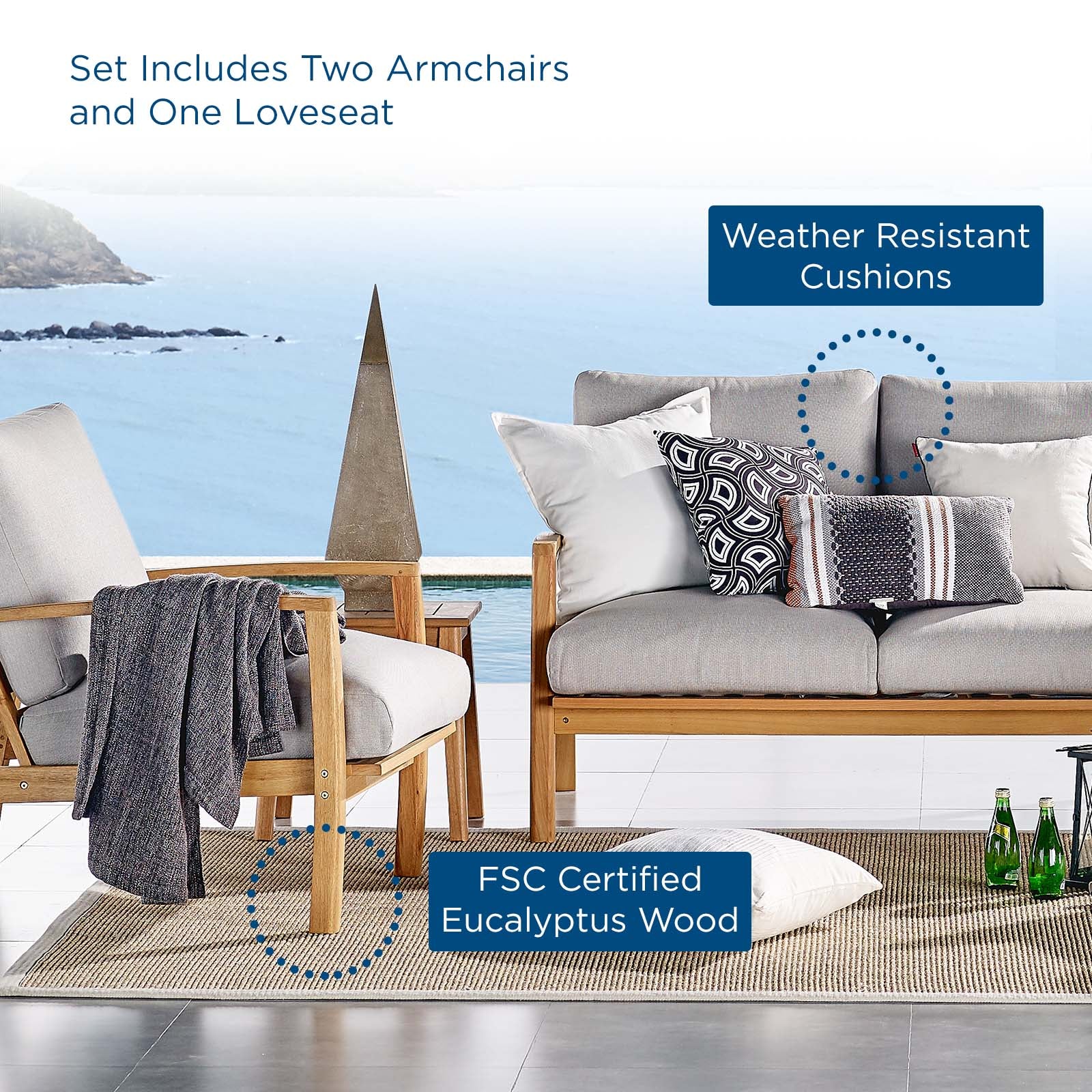 Orlean 3 Piece Outdoor Patio Eucalyptus Wood Set By Modway - EEI-3822 - Image 8