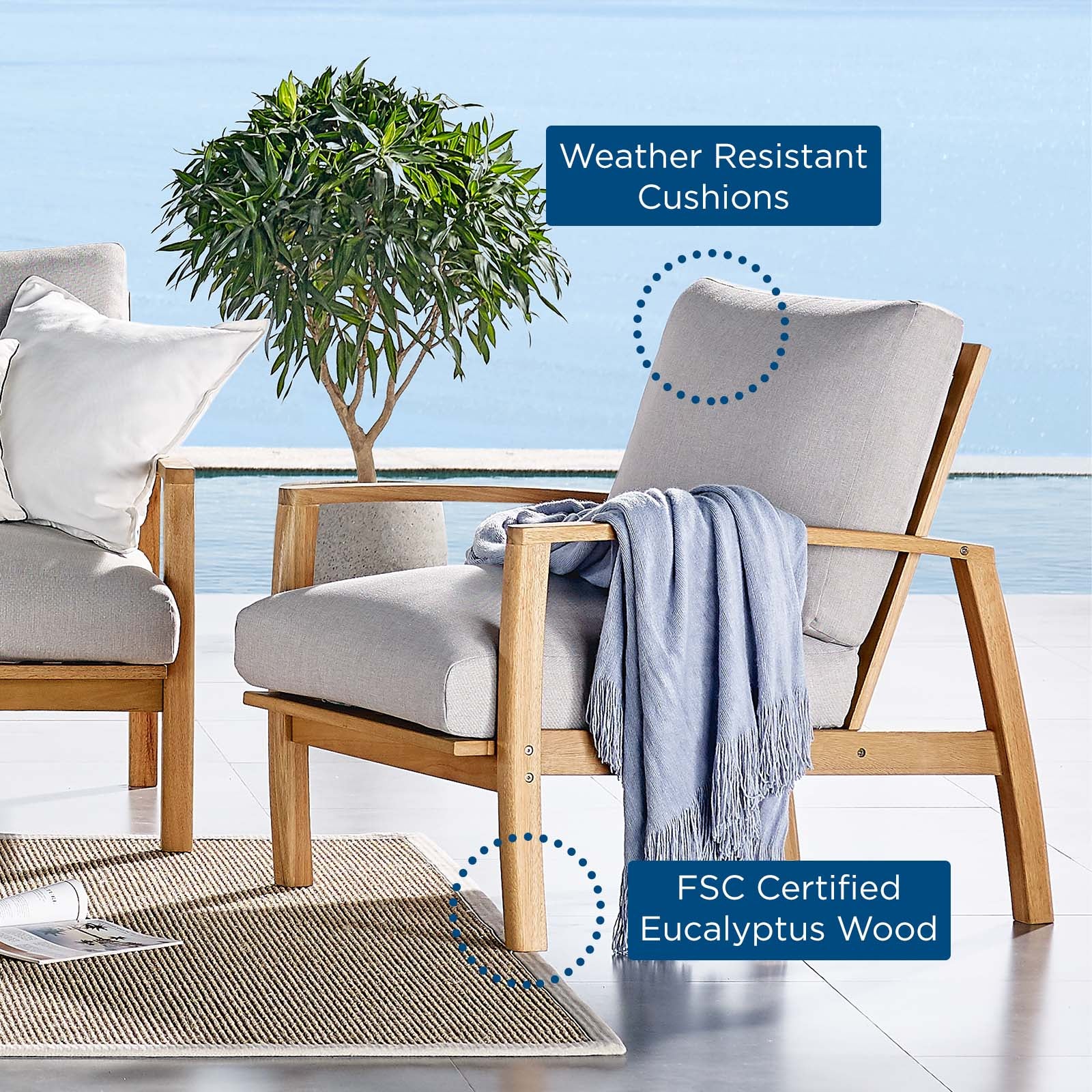 Orlean Outdoor Patio Eucalyptus Wood Lounge Armchair By Modway - EEI-3698 - Image 8