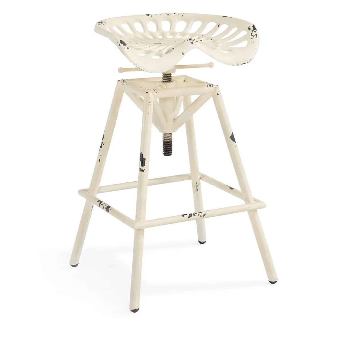 Osbourne Adjustable Industrial Metal Barstool in Antique White finish By Armen Living - Image 2