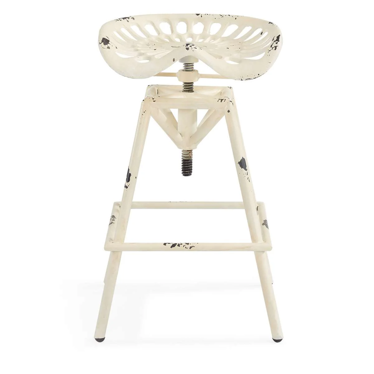 Osbourne Adjustable Industrial Metal Barstool in Antique White finish By Armen Living - Image 3