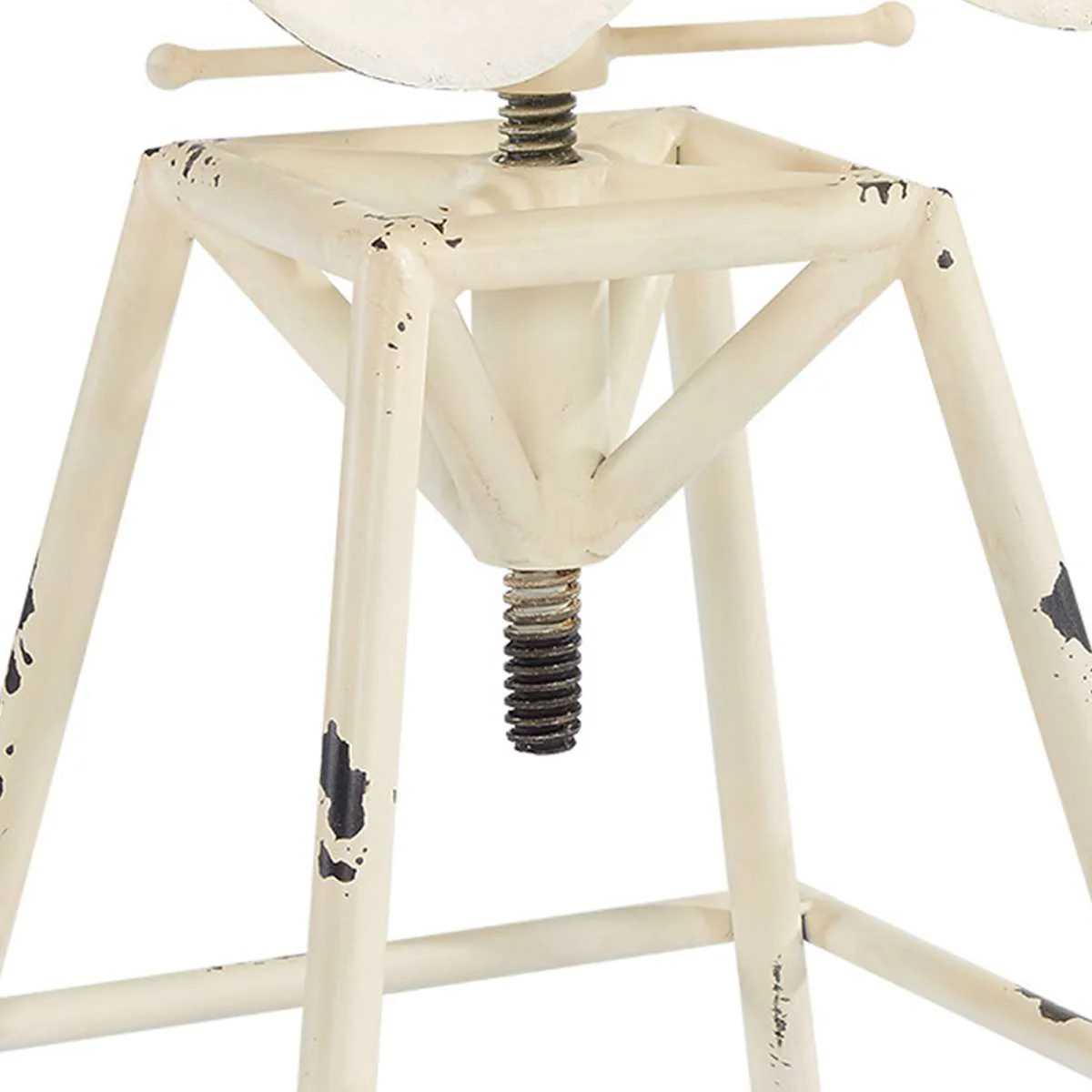 Osbourne Adjustable Industrial Metal Barstool in Antique White finish By Armen Living - Image 4
