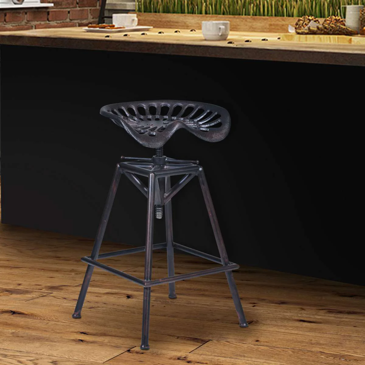 Osbourne Adjustable Industrial Metal Barstool in Antique White finish By Armen Living - Image 6