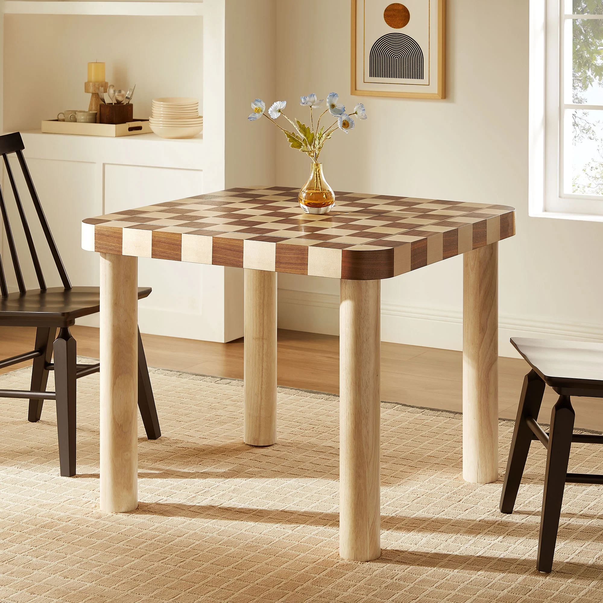 Oscar 36 Inch Square Checkered Dining Table by Modway - Image 14