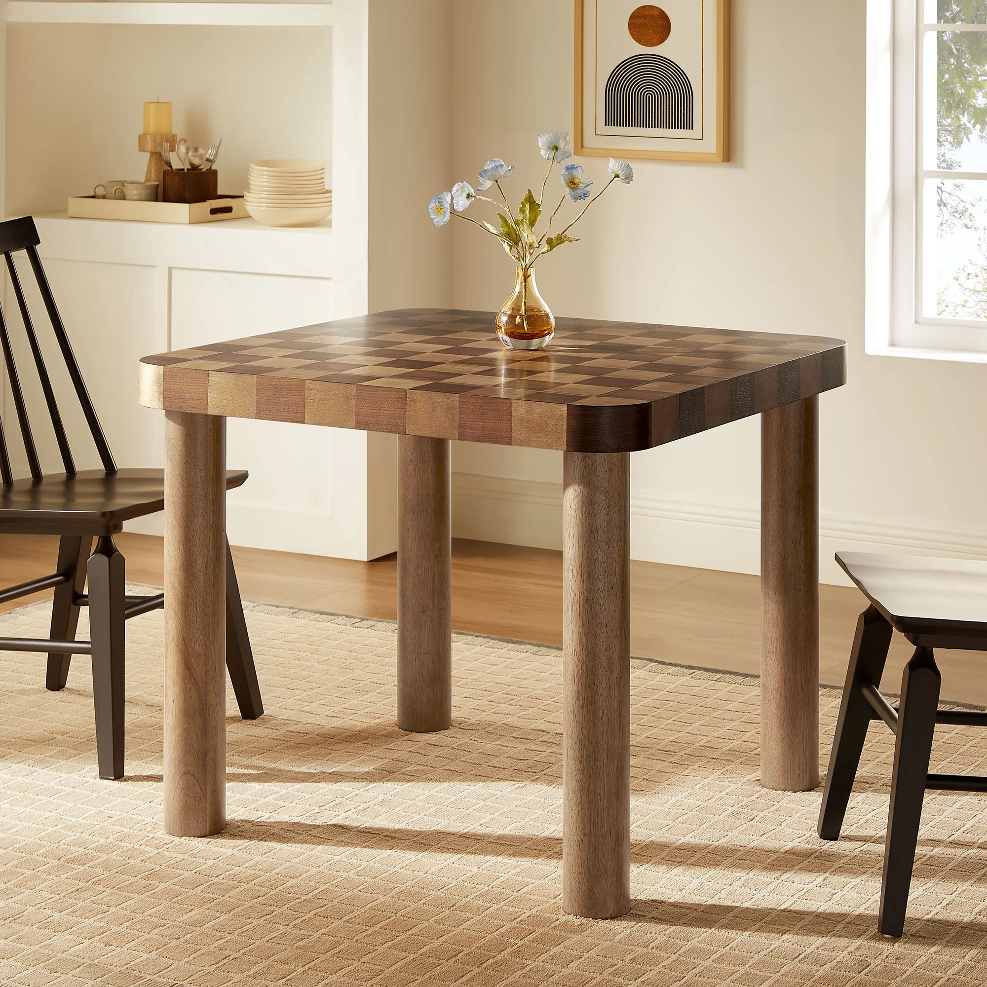 Oscar 36 Inch Square Checkered Dining Table by Modway - Image 6