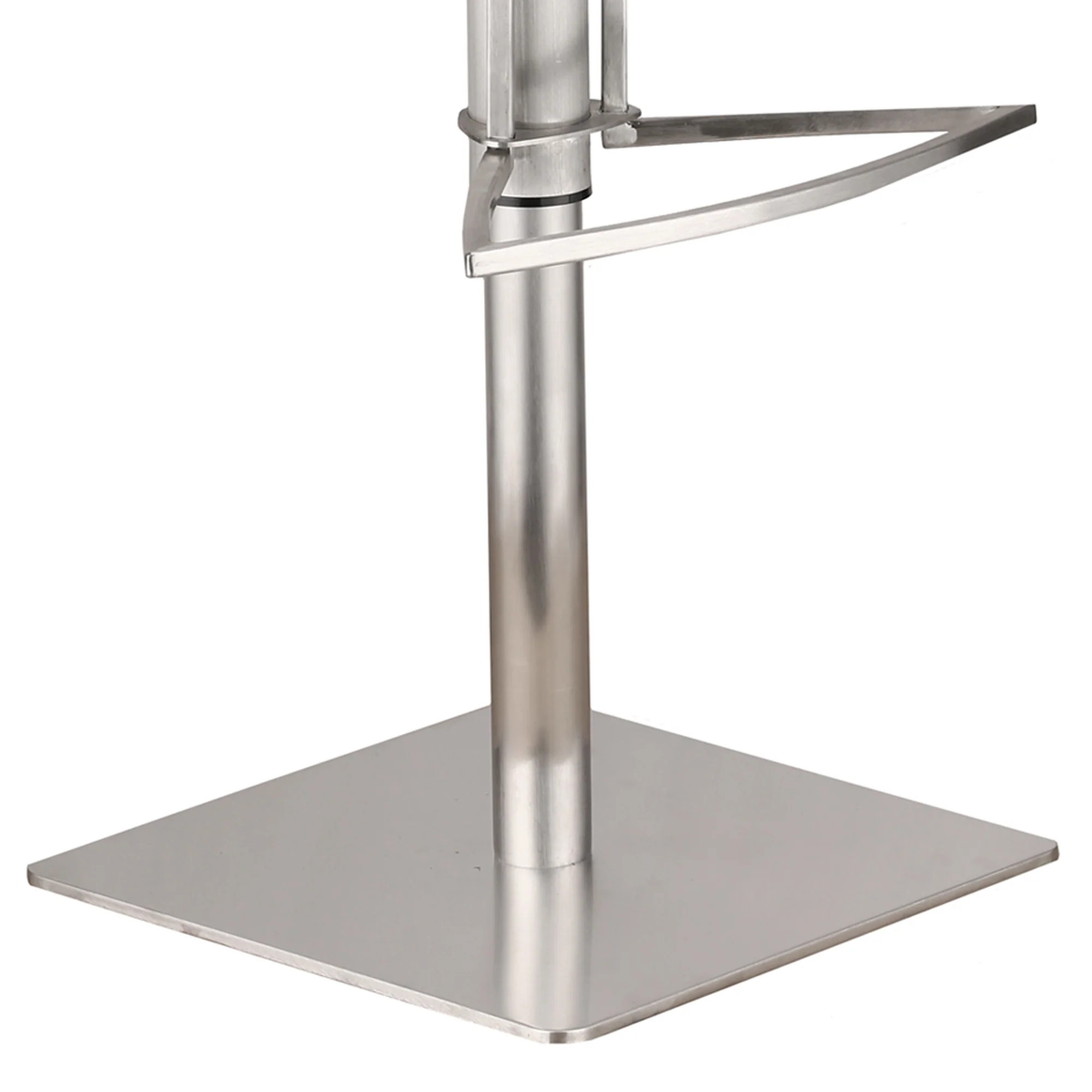 Oslo Adjustable Brushed Stainless Steel Barstool in Gray Faux Leather with Walnut Back By Armen Living - Image 5