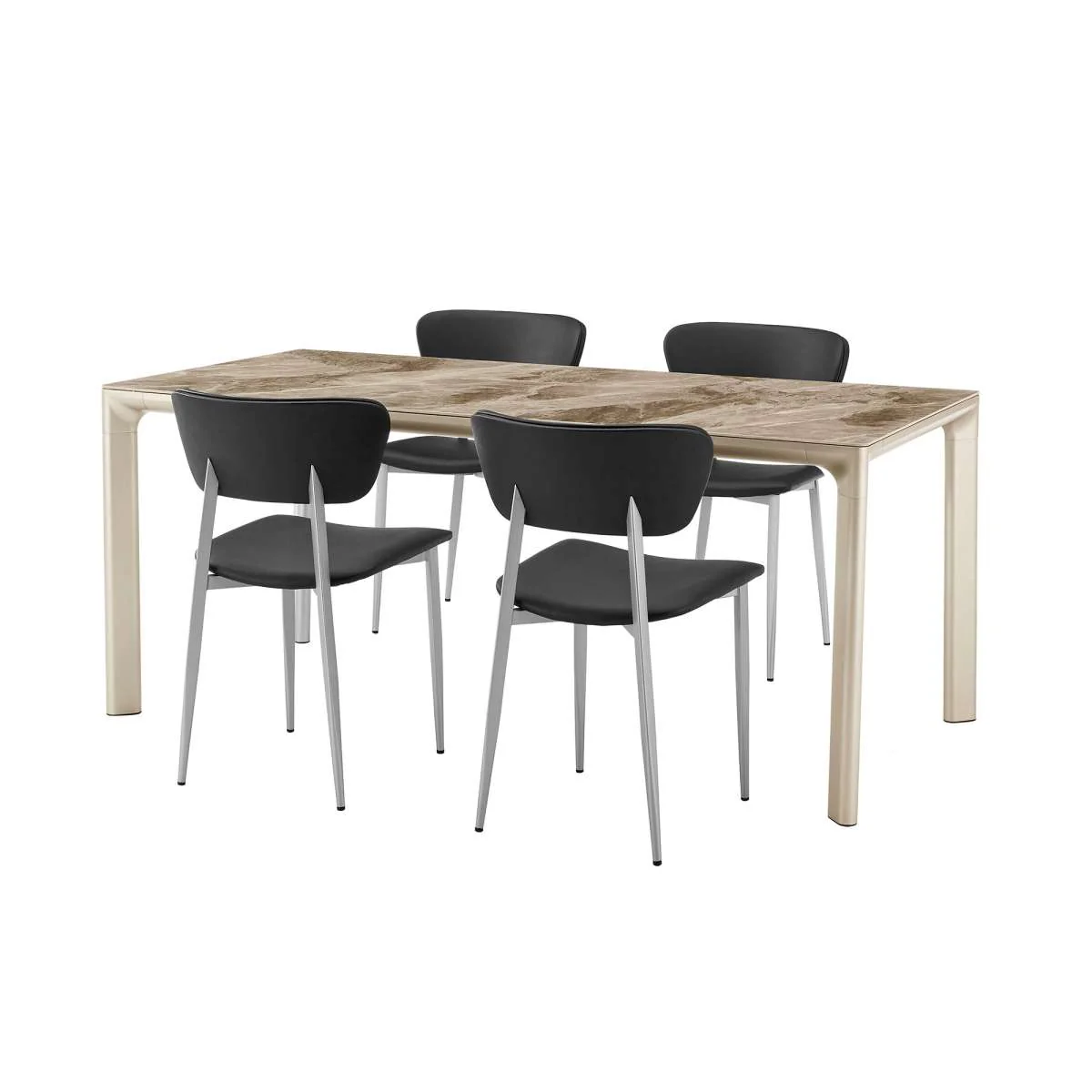 Otello and Tori Black Fabric 5 Piece Rectangular Dining Set By Armen Living - Image 2