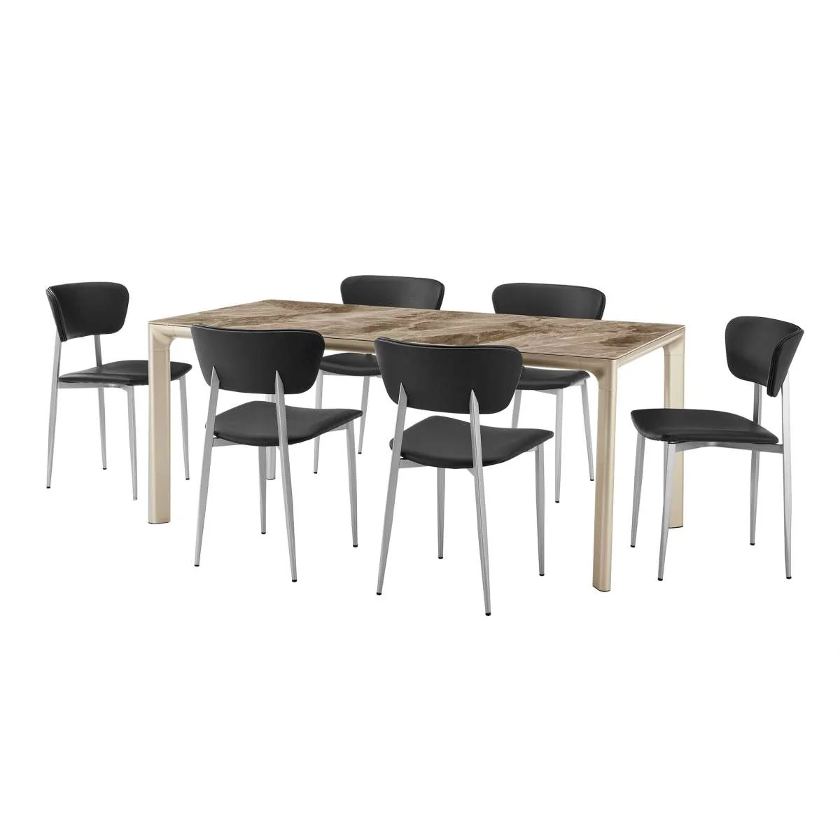 Otello and Tori Black Fabric 7 Piece Rectangular Dining Set By Armen Living - Image 2