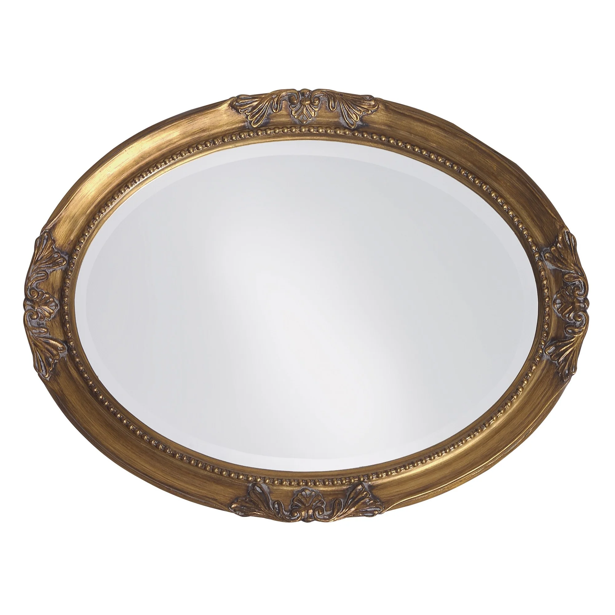 Oval Antique Gold Finish Mirror with Beaded Textured Frame By Homeroots - Image 2