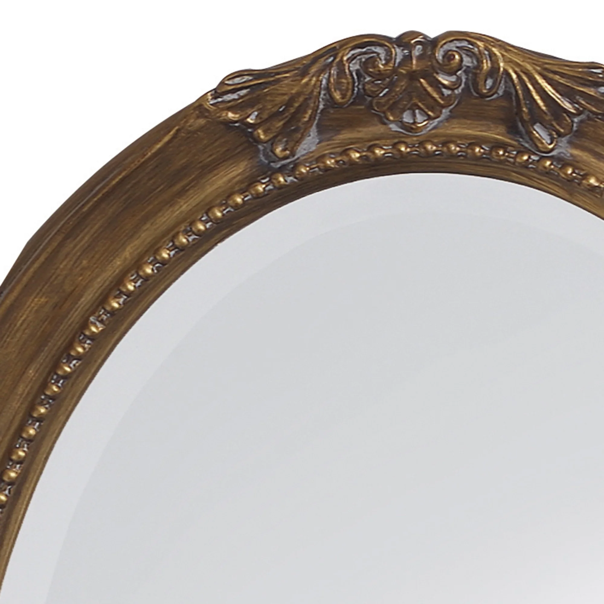 Oval Antique Gold Finish Mirror with Beaded Textured Frame By Homeroots - Image 3