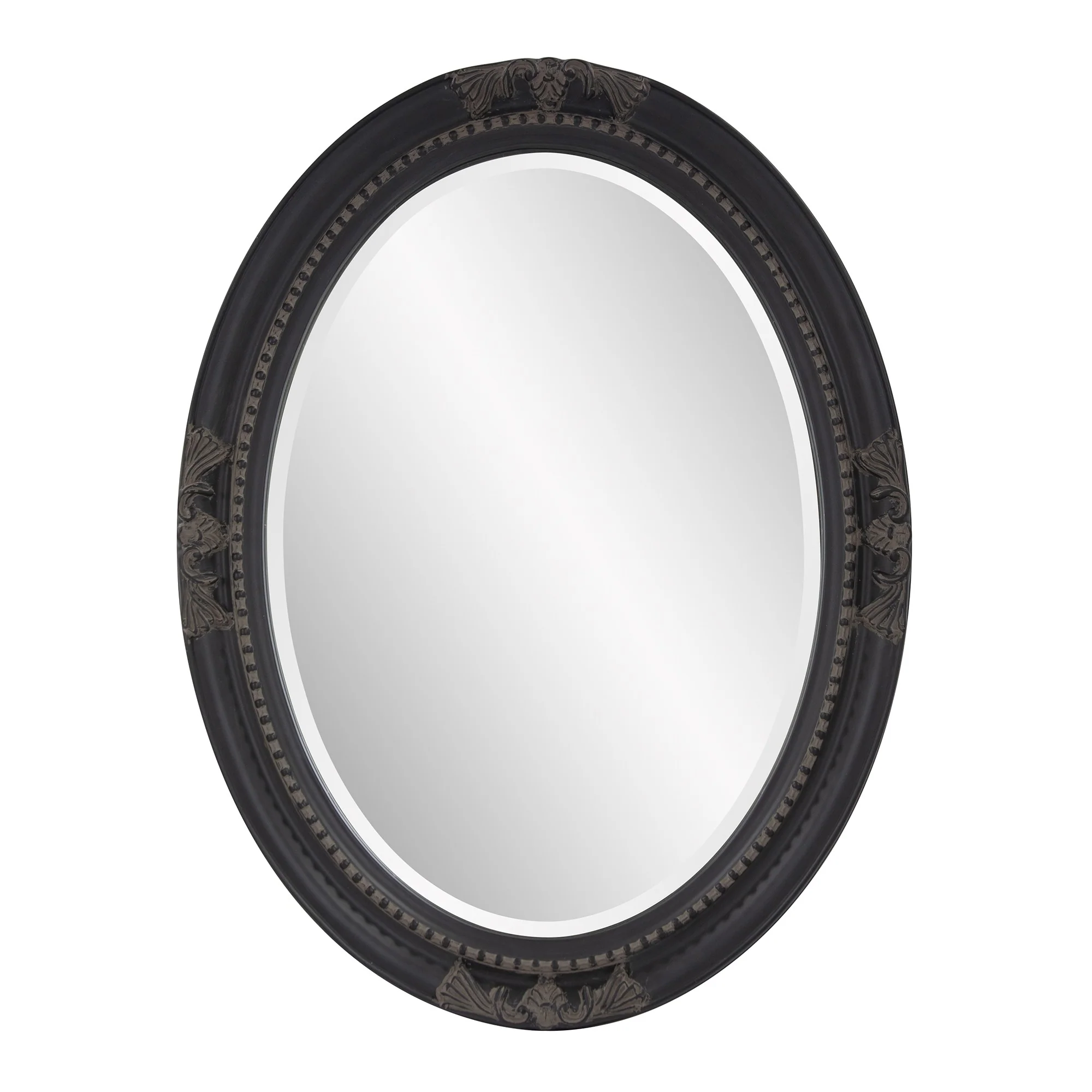 Oval Antiqued Black Wood Frame Mirror By Homeroots - Image 2