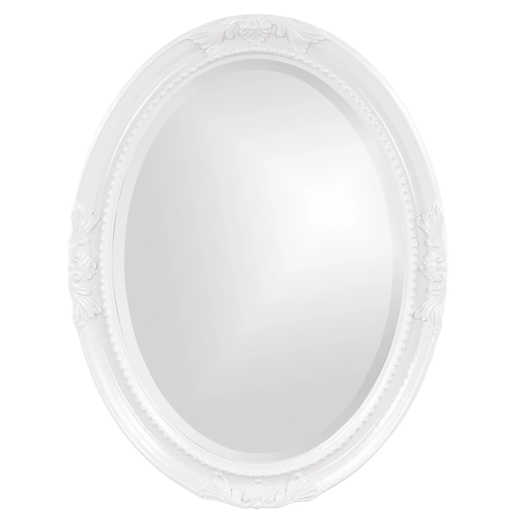 Oval Mirror In A Glossy White Wood Frame By Homeroots - Image 2