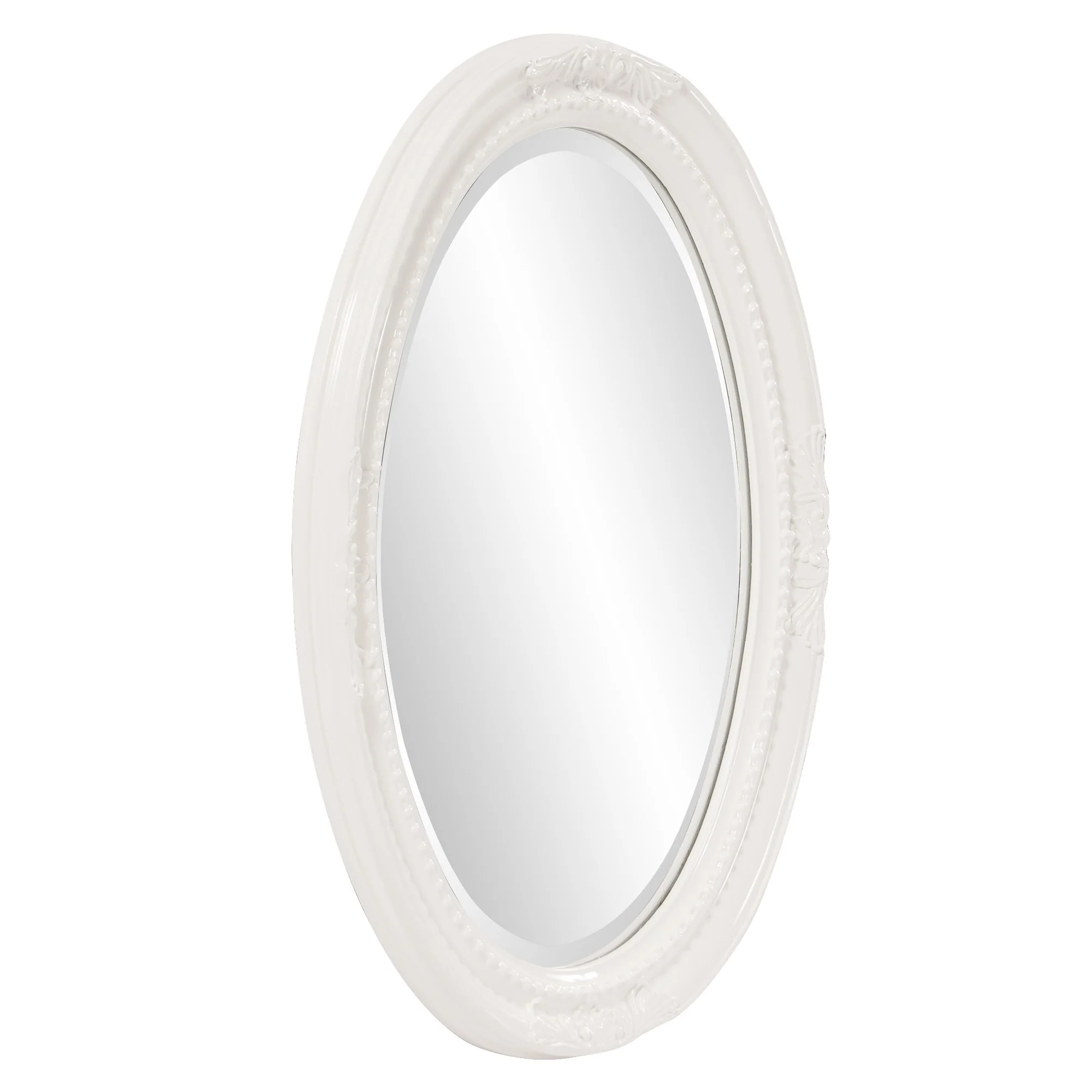 Oval Mirror In A Glossy White Wood Frame By Homeroots - Image 3