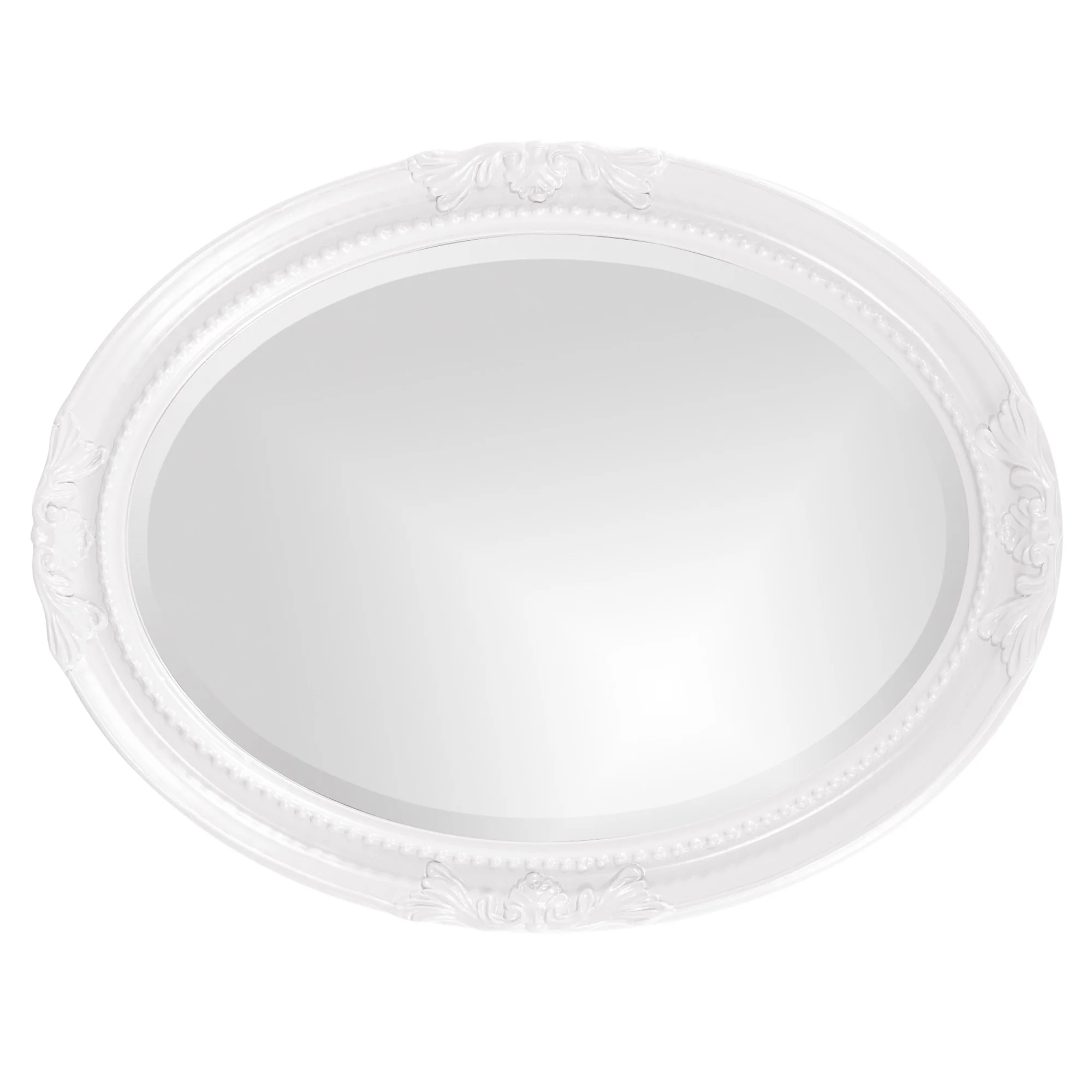 Oval Mirror In A Glossy White Wood Frame By Homeroots - Image 4