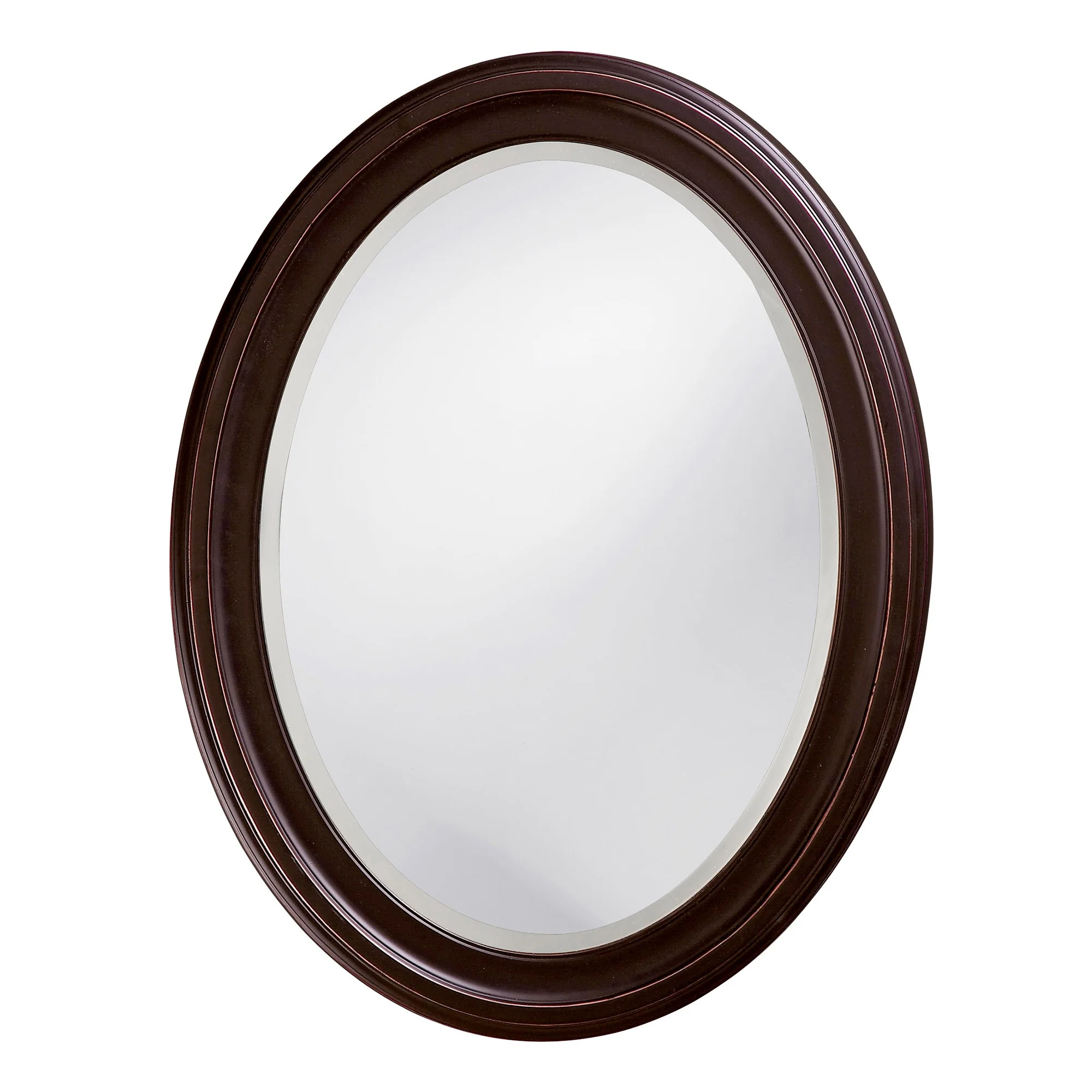 Oval Oil Rubbed Bronze Mirror with Wooden Grooves Frame By Homeroots - Image 2