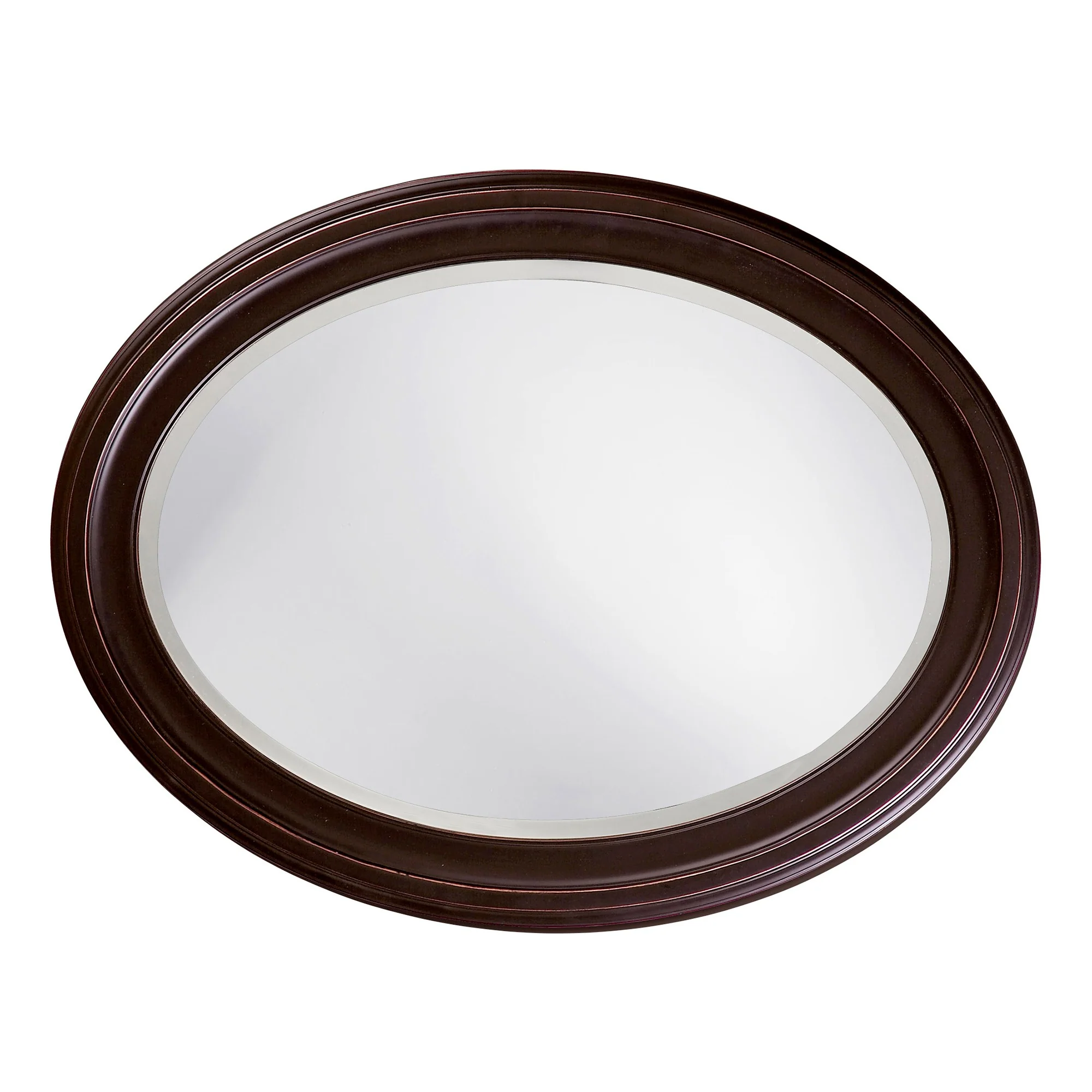 Oval Oil Rubbed Bronze Mirror with Wooden Grooves Frame By Homeroots - Image 3