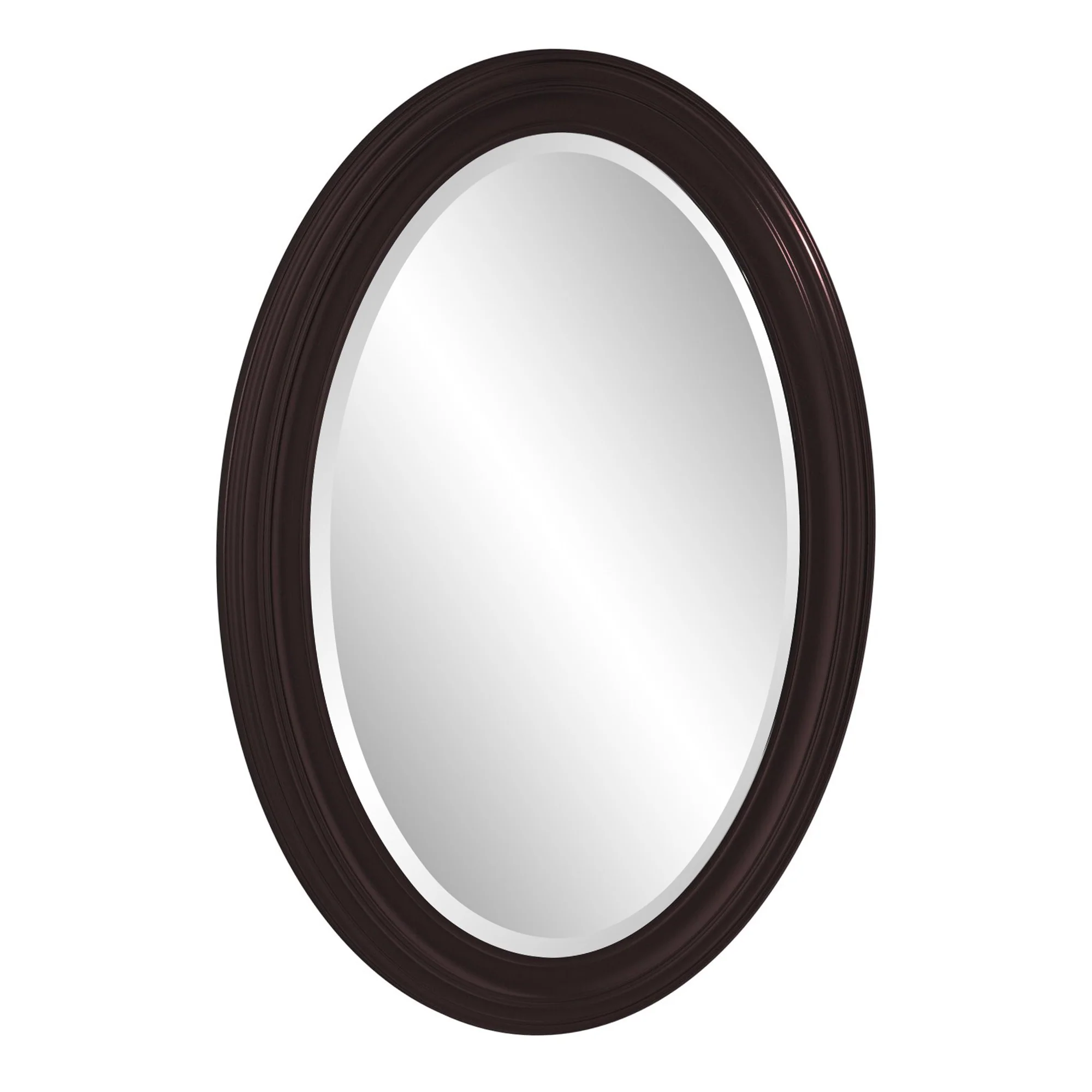 Oval Oil Rubbed Bronze Mirror with Wooden Grooves Frame By Homeroots - Image 4