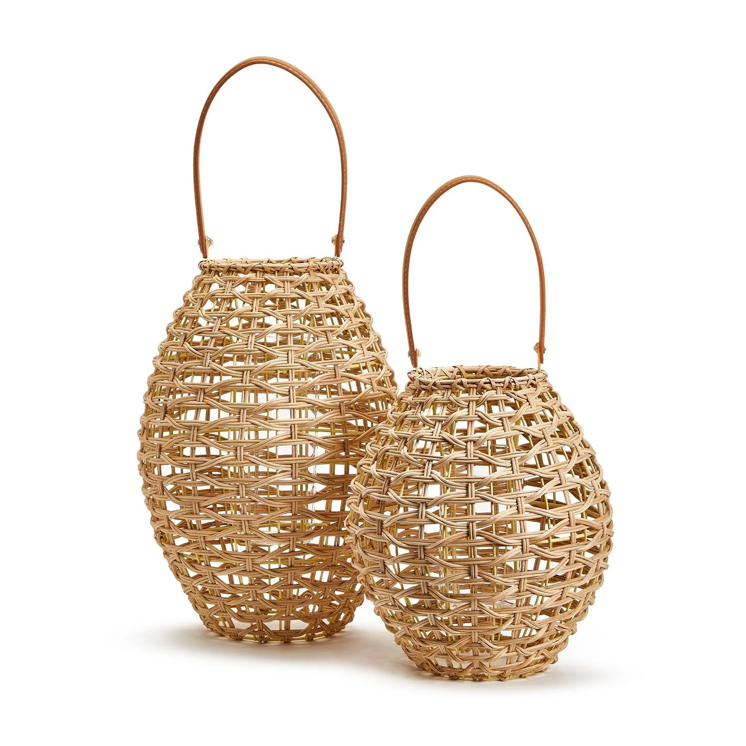 Oval Rattan Lantern Incl 2 Sizes Set Of 2 By Two's Company - Image 2