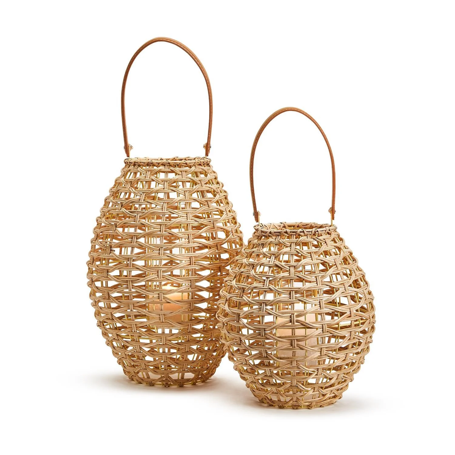 Oval Rattan Lantern Incl 2 Sizes Set Of 2 By Two's Company - Image 4