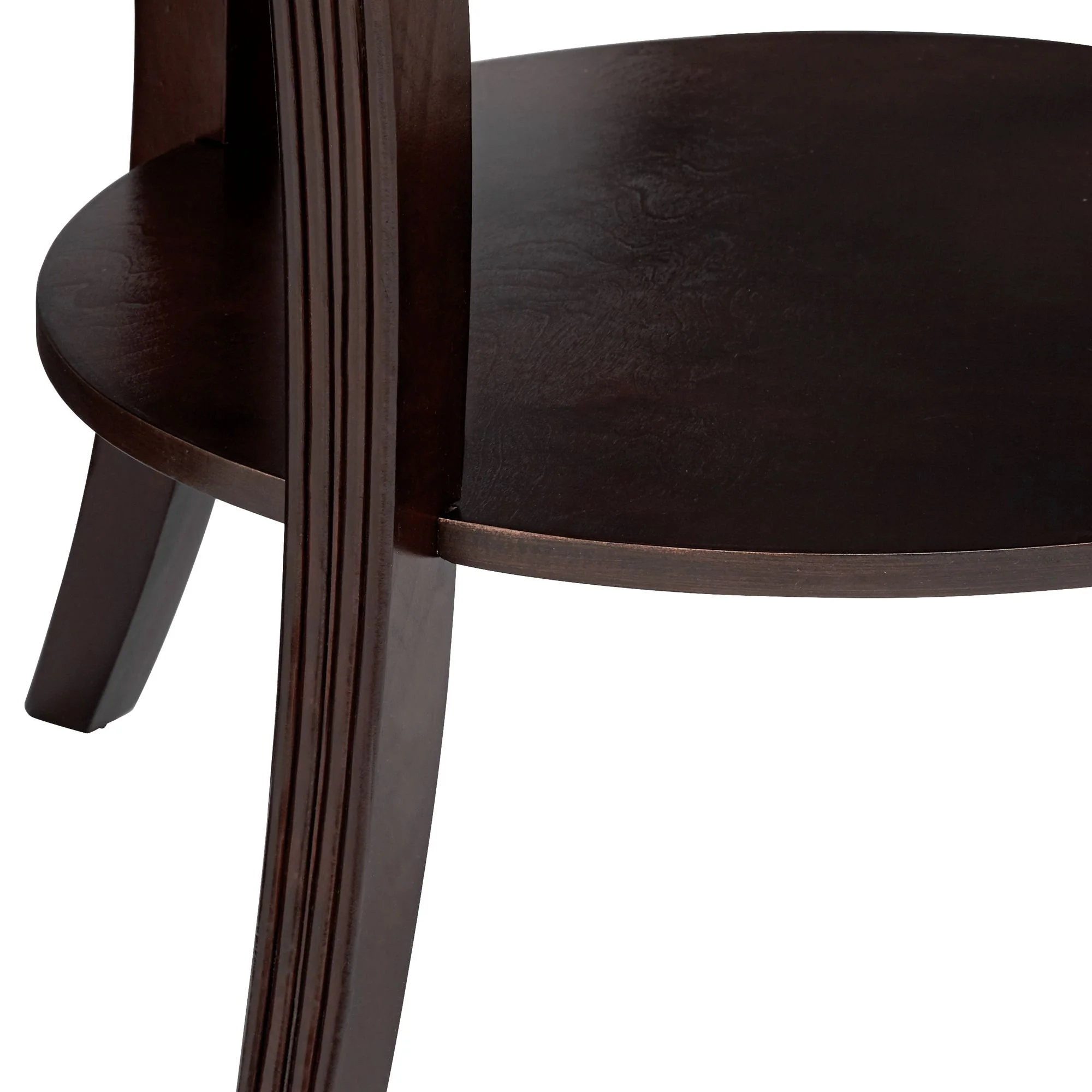 Oval Top Wooden End Table With Glass Insert And Open Shelf, Espresso Brown By Benzara - Image 3