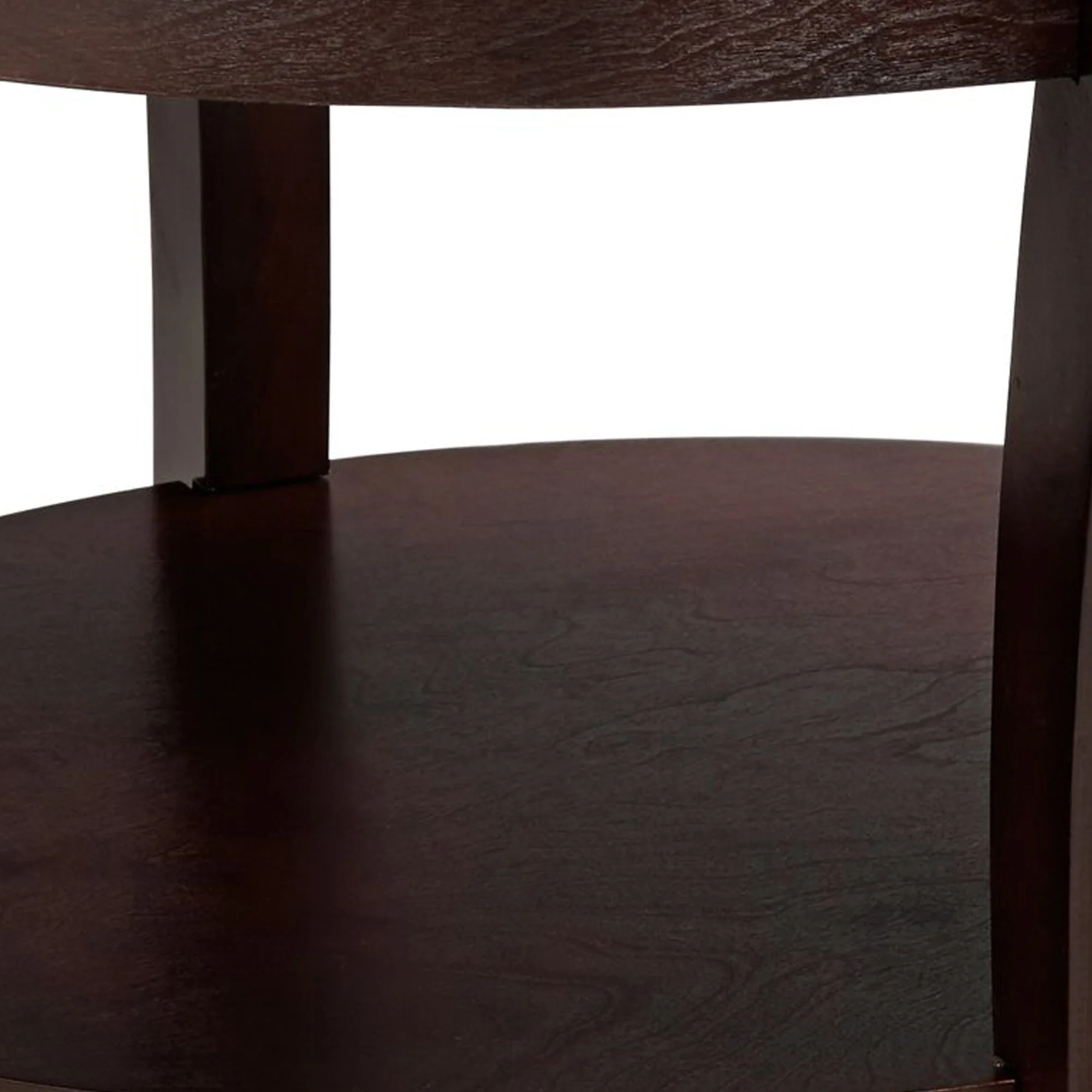 Oval Top Wooden End Table With Glass Insert And Open Shelf, Espresso Brown By Benzara - Image 4