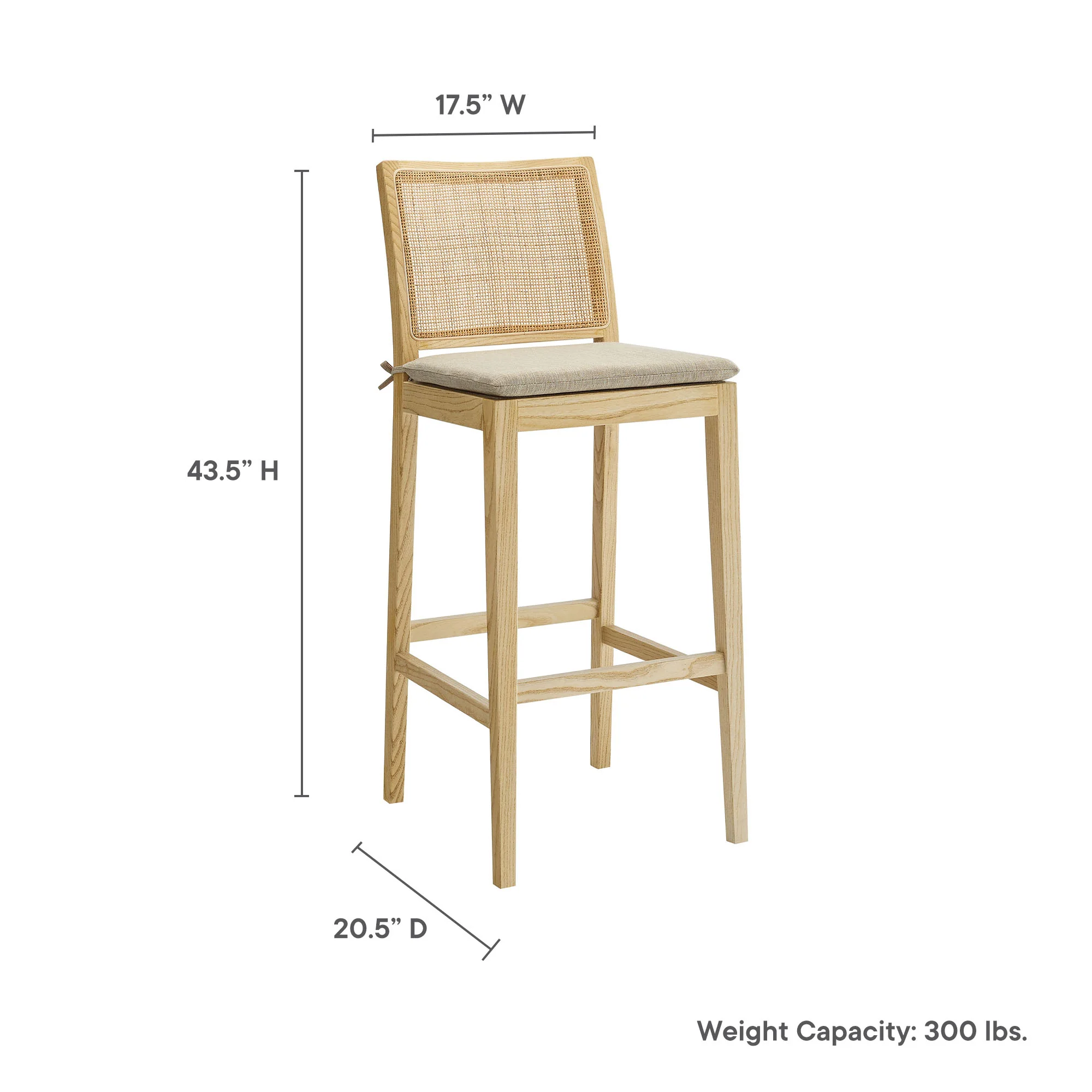 Ovard Wood and Rattan Bar Stool by Modway - Image 9