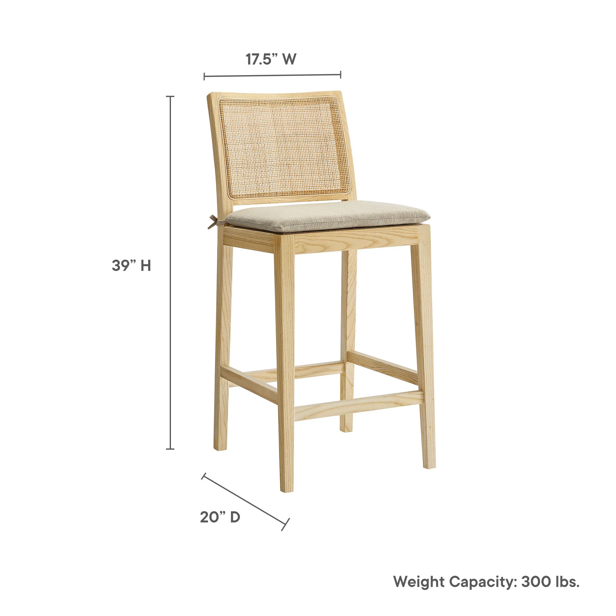 Ovard Wood and Rattan Counter Stool by Modway - Image 9