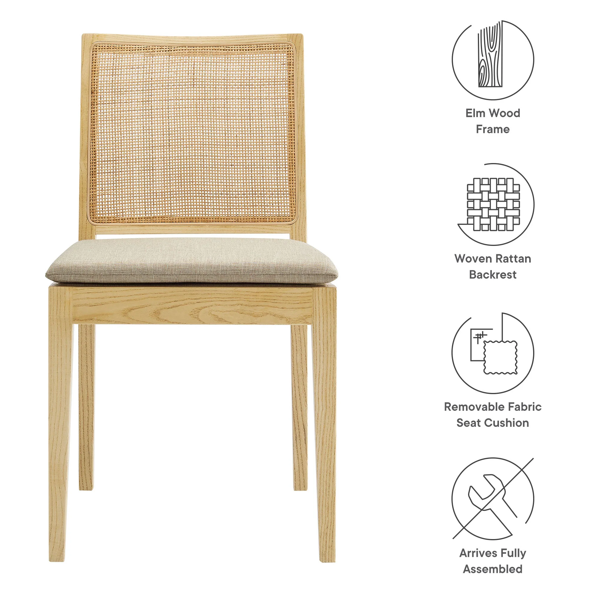 Ovard Wood and Rattan Dining Chair by Modway - Image 8