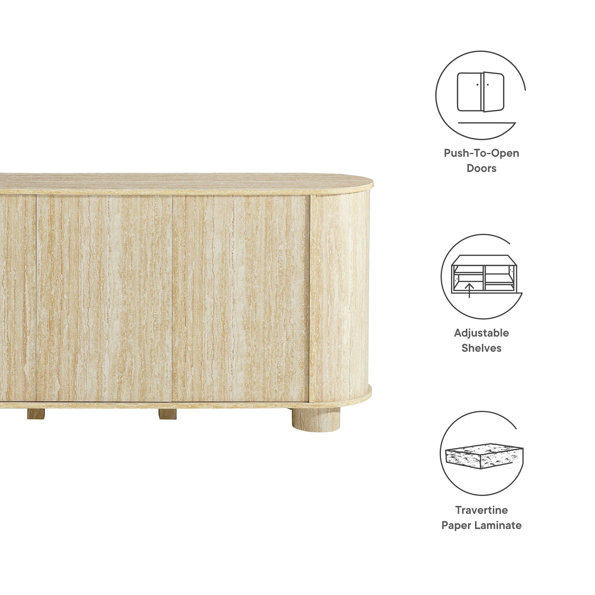 Overture 63Ó Oval Faux Travertine Sideboard by Modway - Image 9