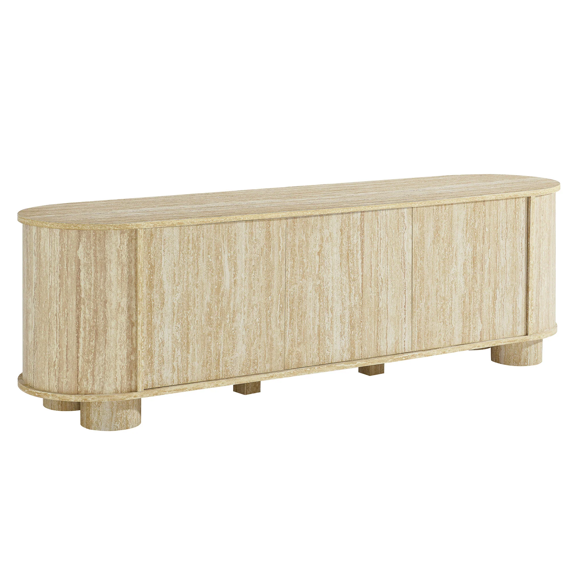 Overture 63Ó Oval Faux Travertine TV Stand by Modway - Image 2
