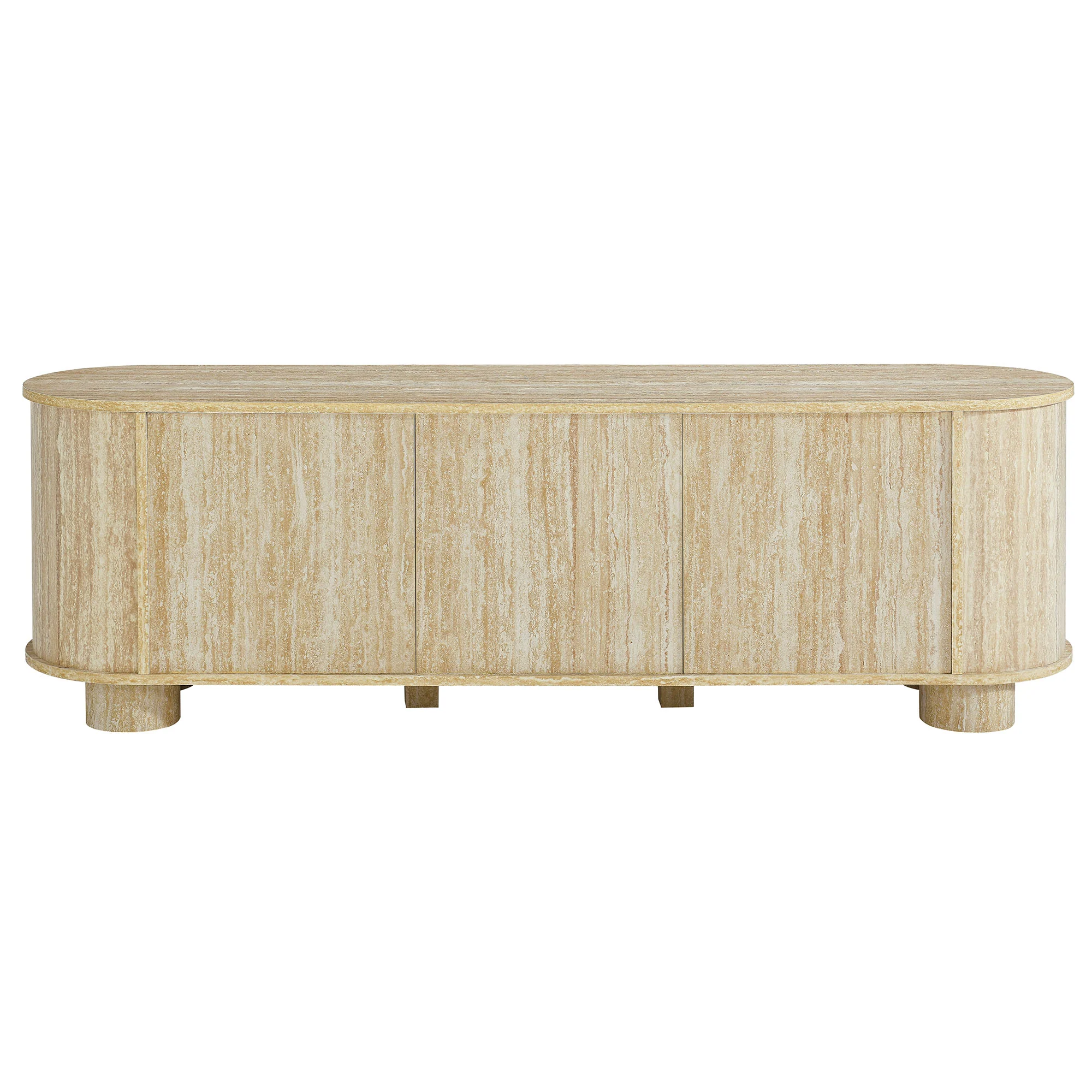 Overture 63Ó Oval Faux Travertine TV Stand by Modway - Image 4