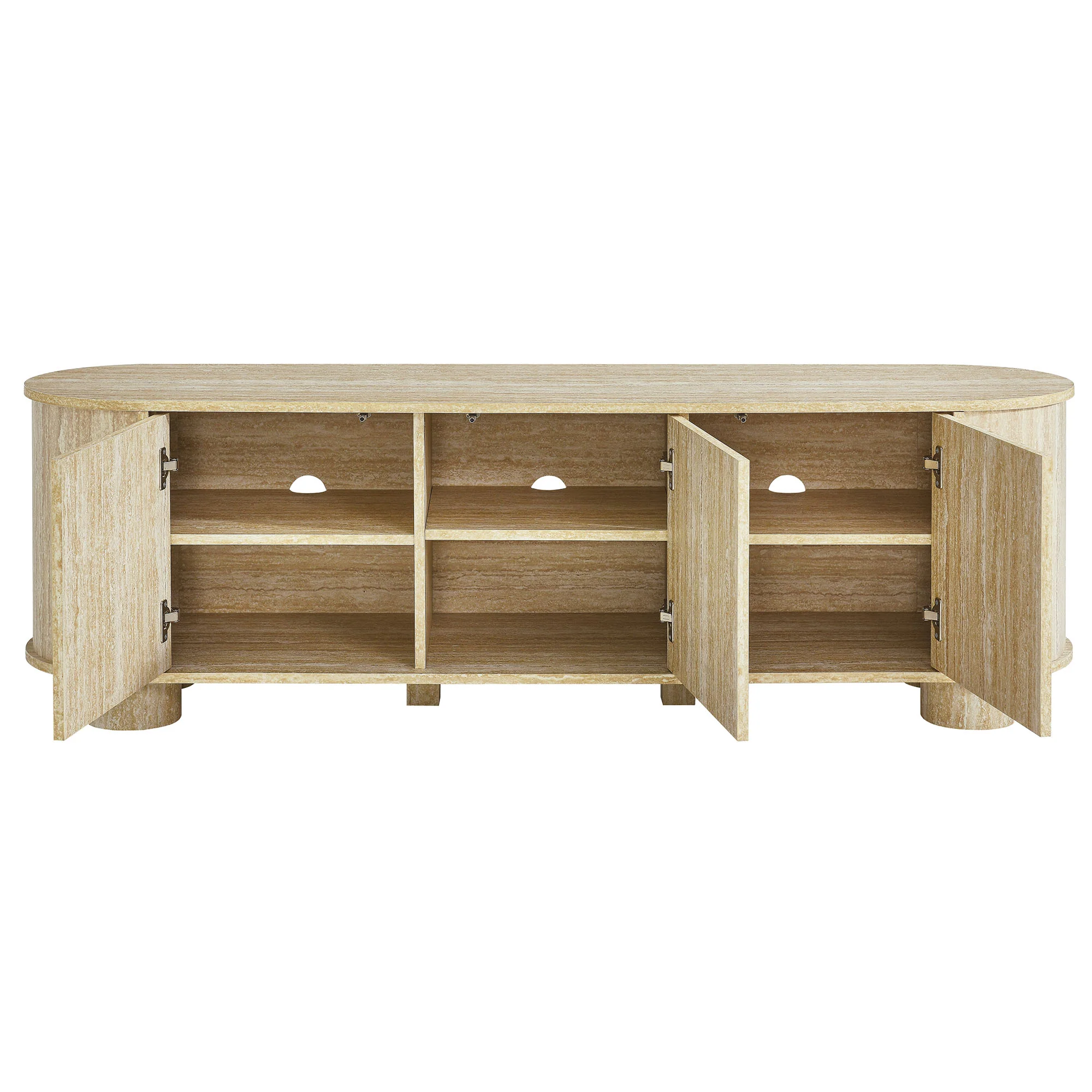 Overture 63Ó Oval Faux Travertine TV Stand by Modway - Image 5