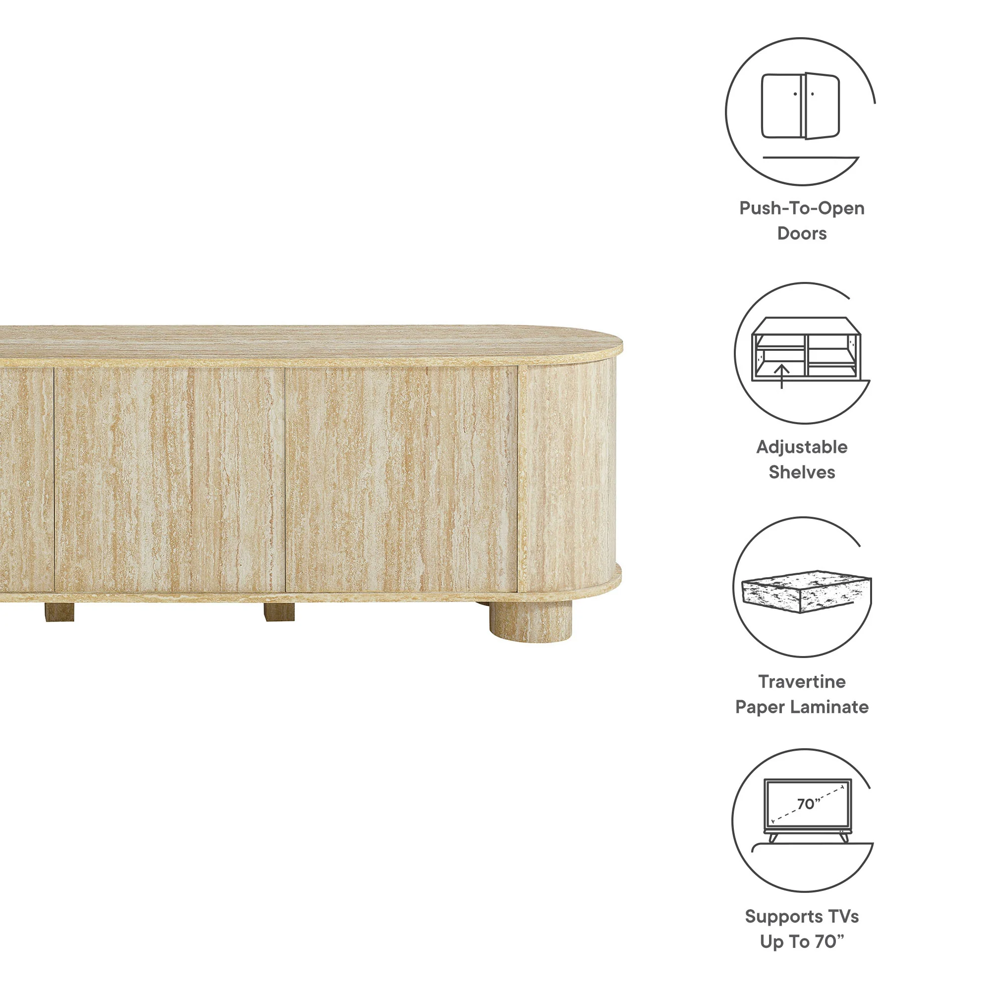Overture 63Ó Oval Faux Travertine TV Stand by Modway - Image 8