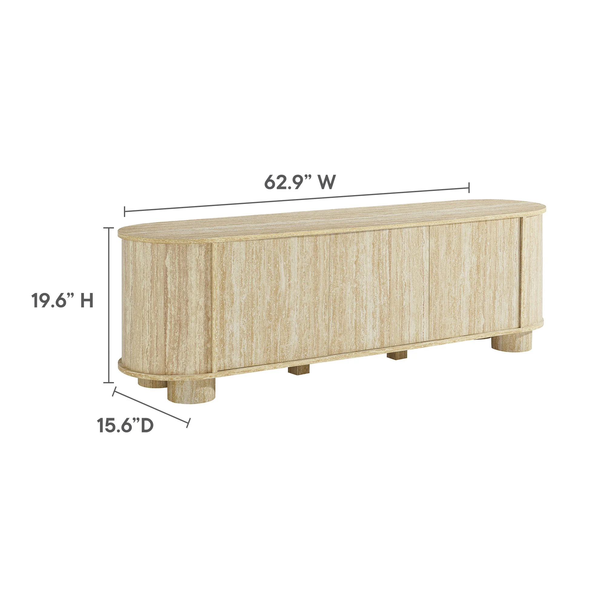 Overture 63Ó Oval Faux Travertine TV Stand by Modway - Image 9