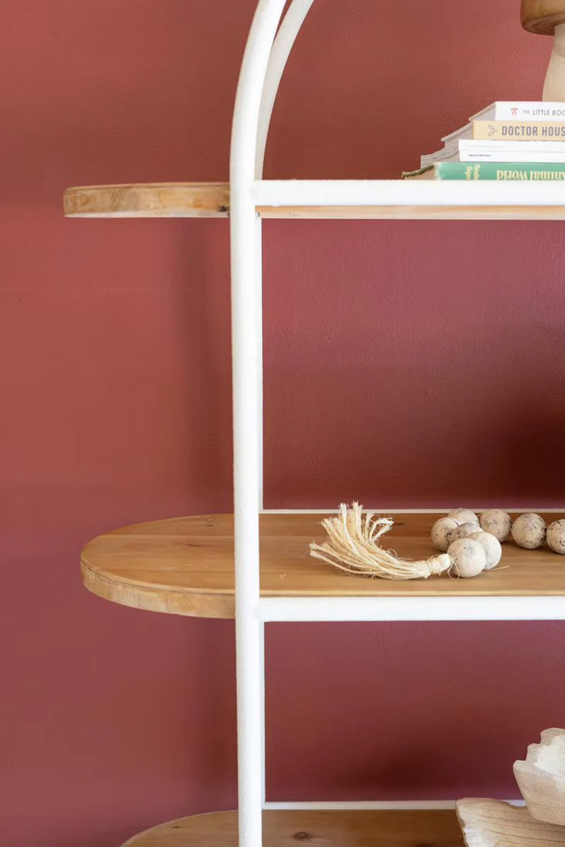 Painted Metal Arched Display With Four Wooden Shelves By Kalalou - Image 7