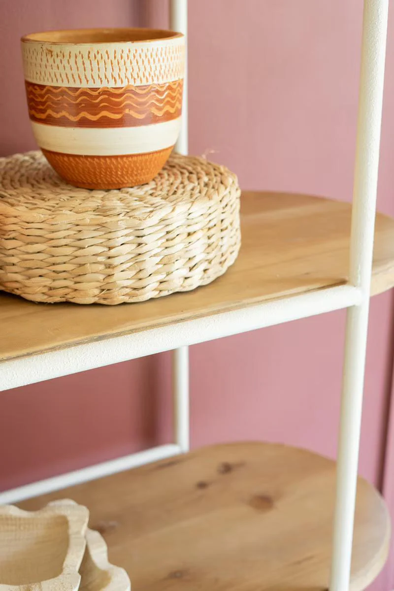 Painted Metal Arched Display With Four Wooden Shelves By Kalalou - Image 8