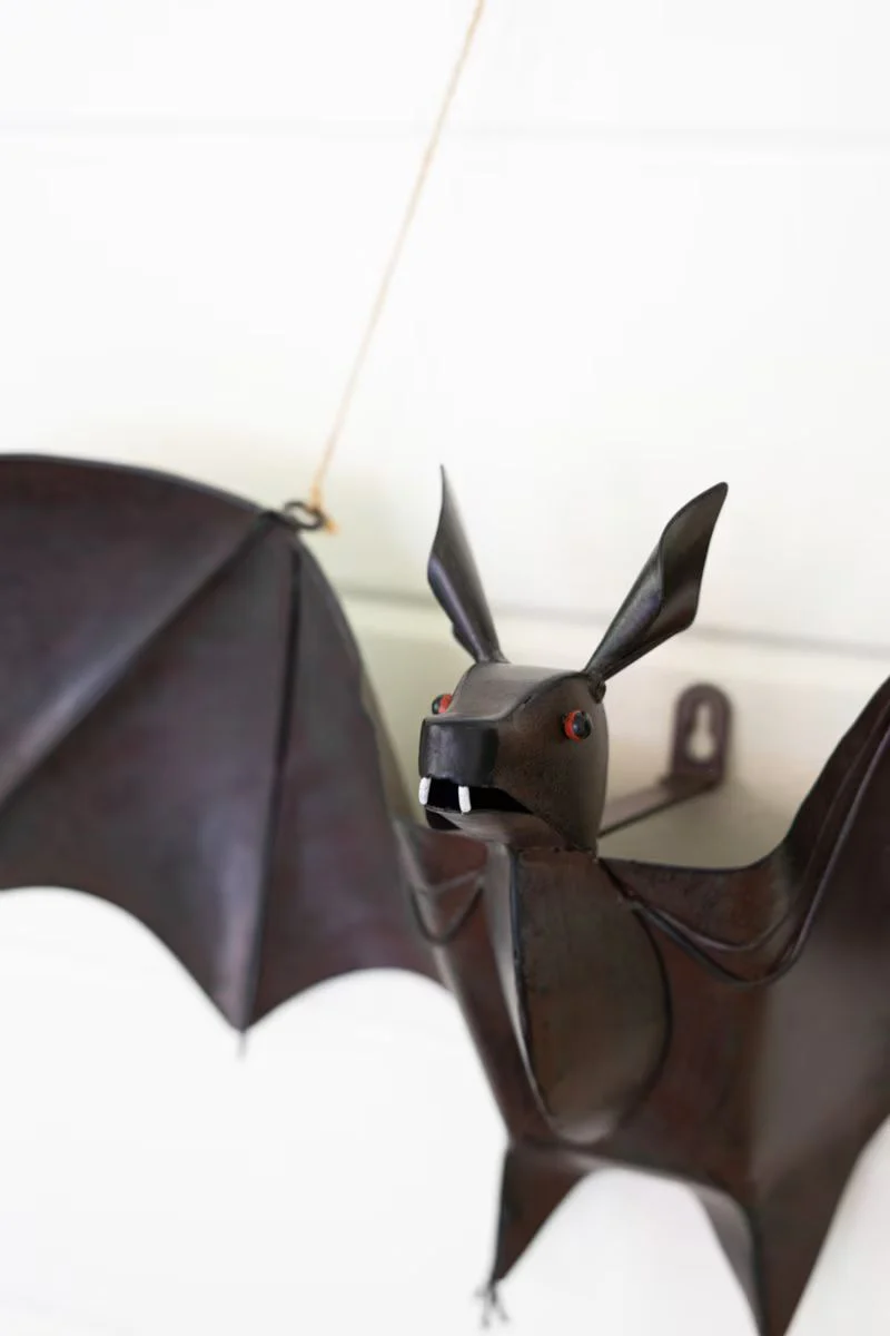 Painted Metal Bat Door Halloween Door Hanger By Kalalou - Image 2