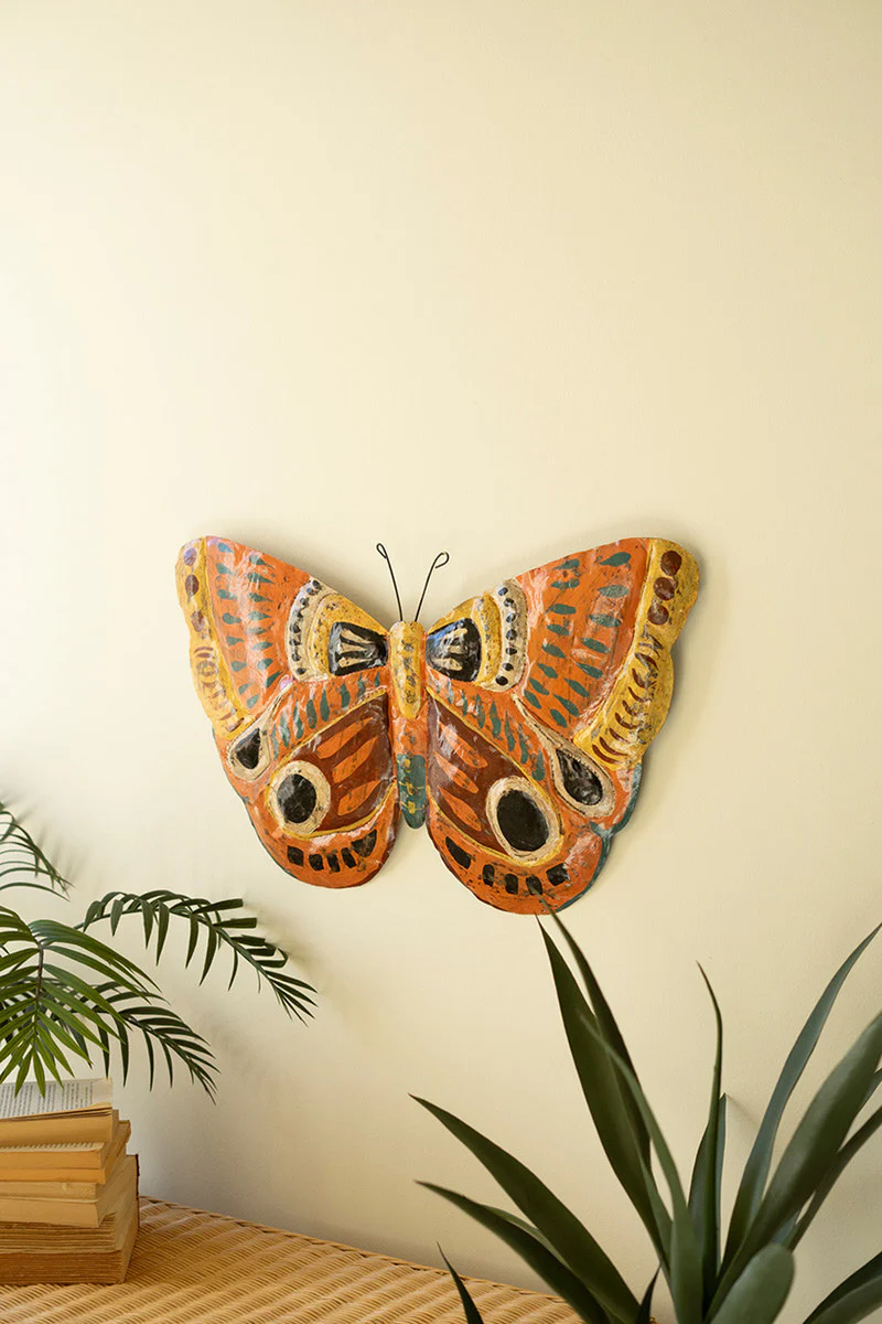 Painted Metal Butterfly Wall Art By Kalalou - Image 2